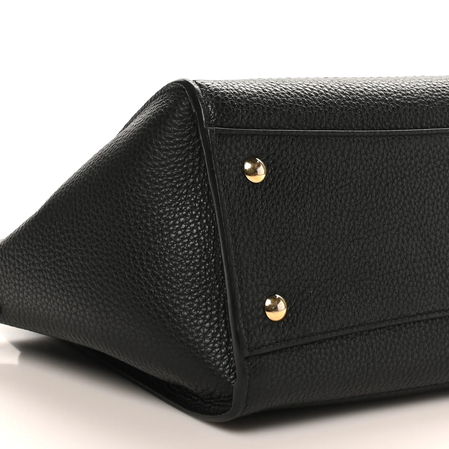 Hammered Calfskin Double Handle Small Amy Tote Black