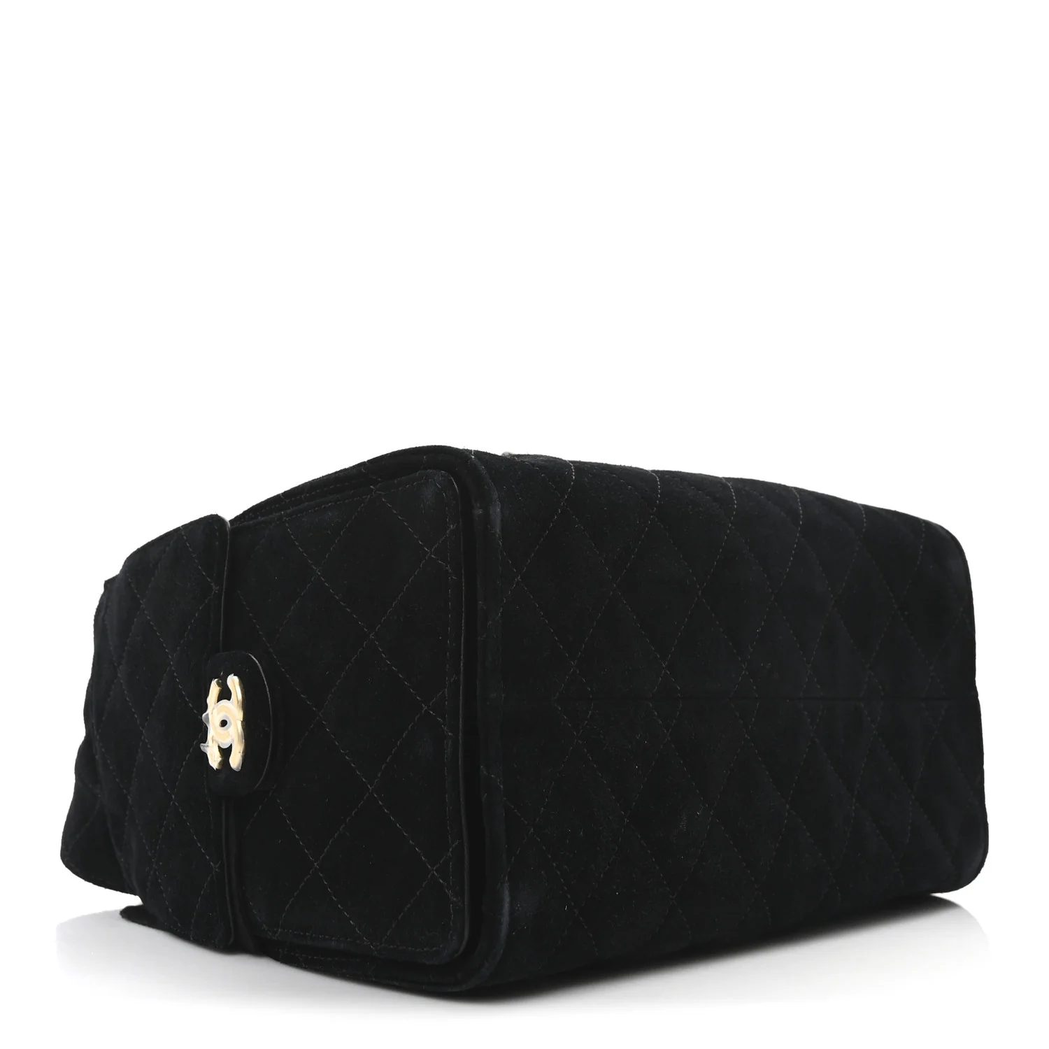 Suede Quilted Small Chanel 25 Handbag Black