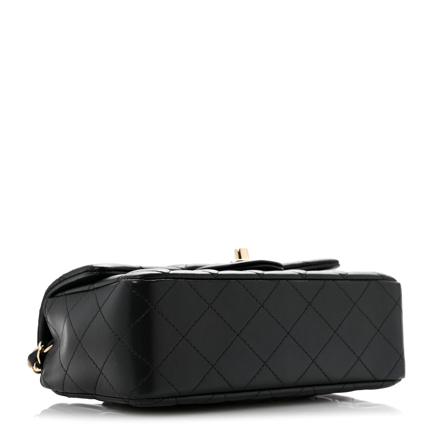 Lambskin Quilted Mini Rectangular Flap Black
