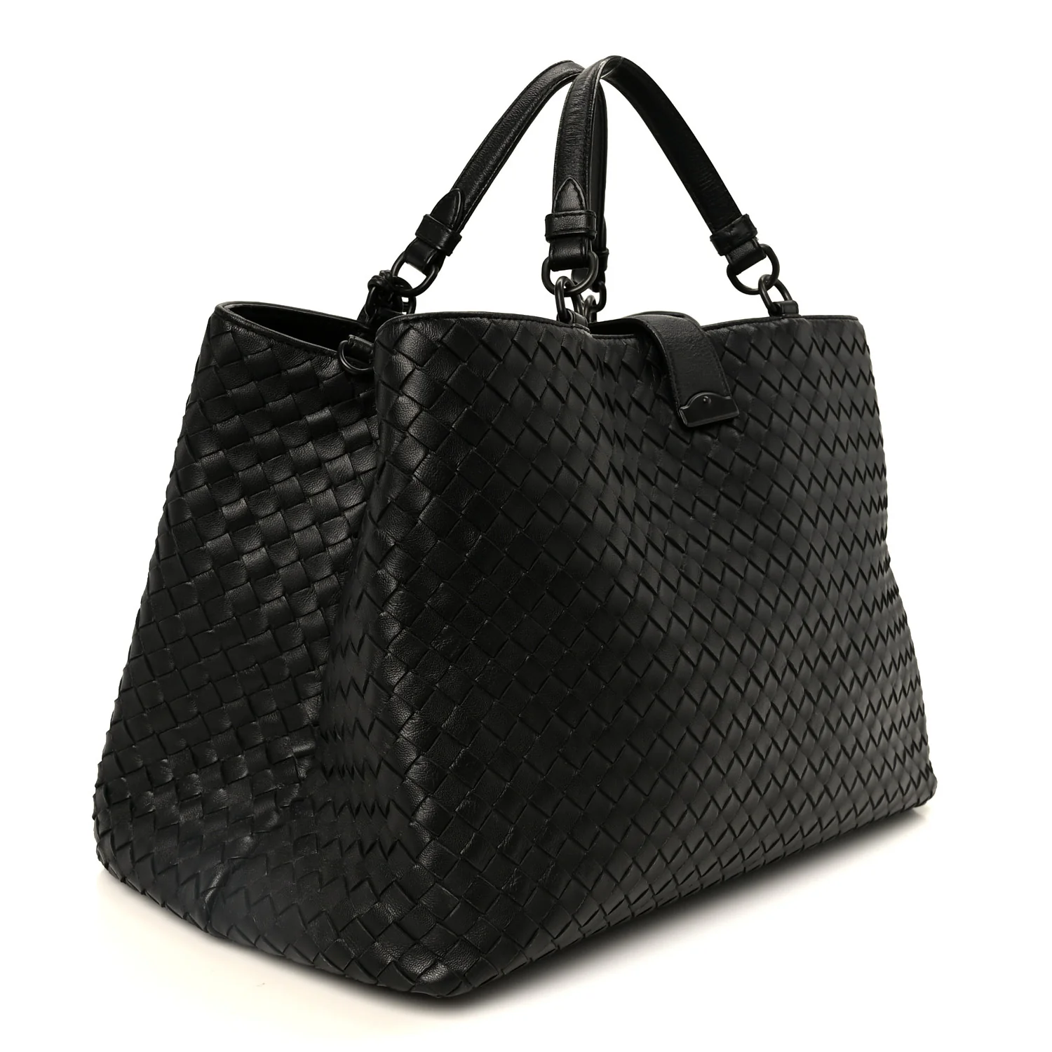Nappa Intrecciato Large Roma Tote Black