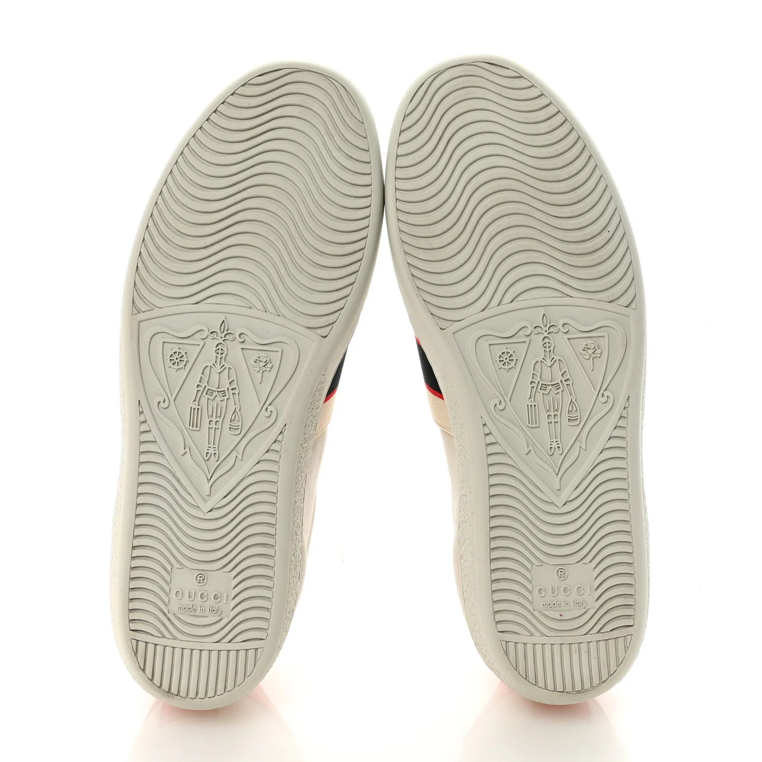 Calfskin Stripe Womens New Ace Sneakers 36 New Mystic White Ecru Red Flame