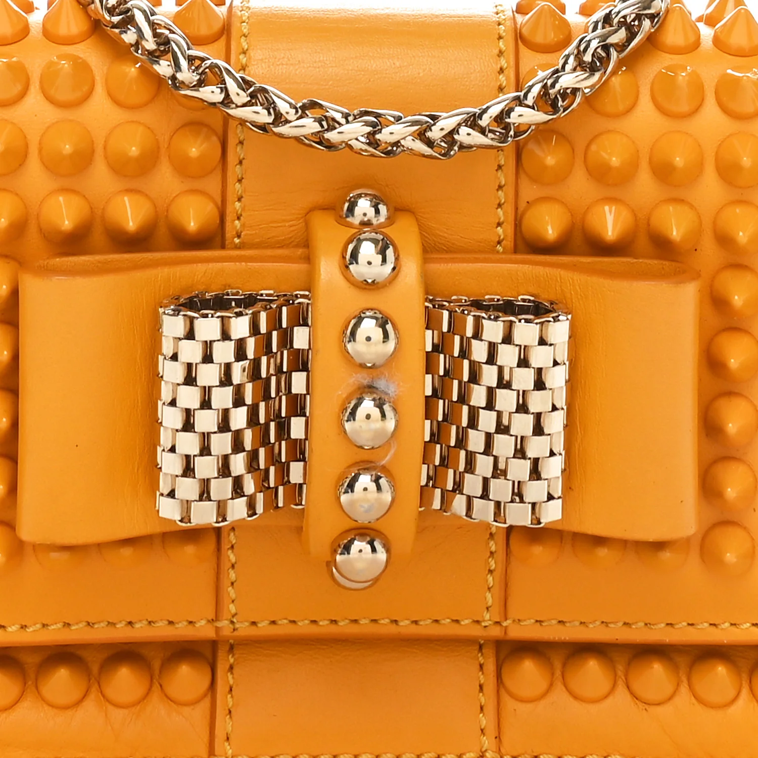 Calfskin Spiked Sweety Charity Crossbody Bag Yellow