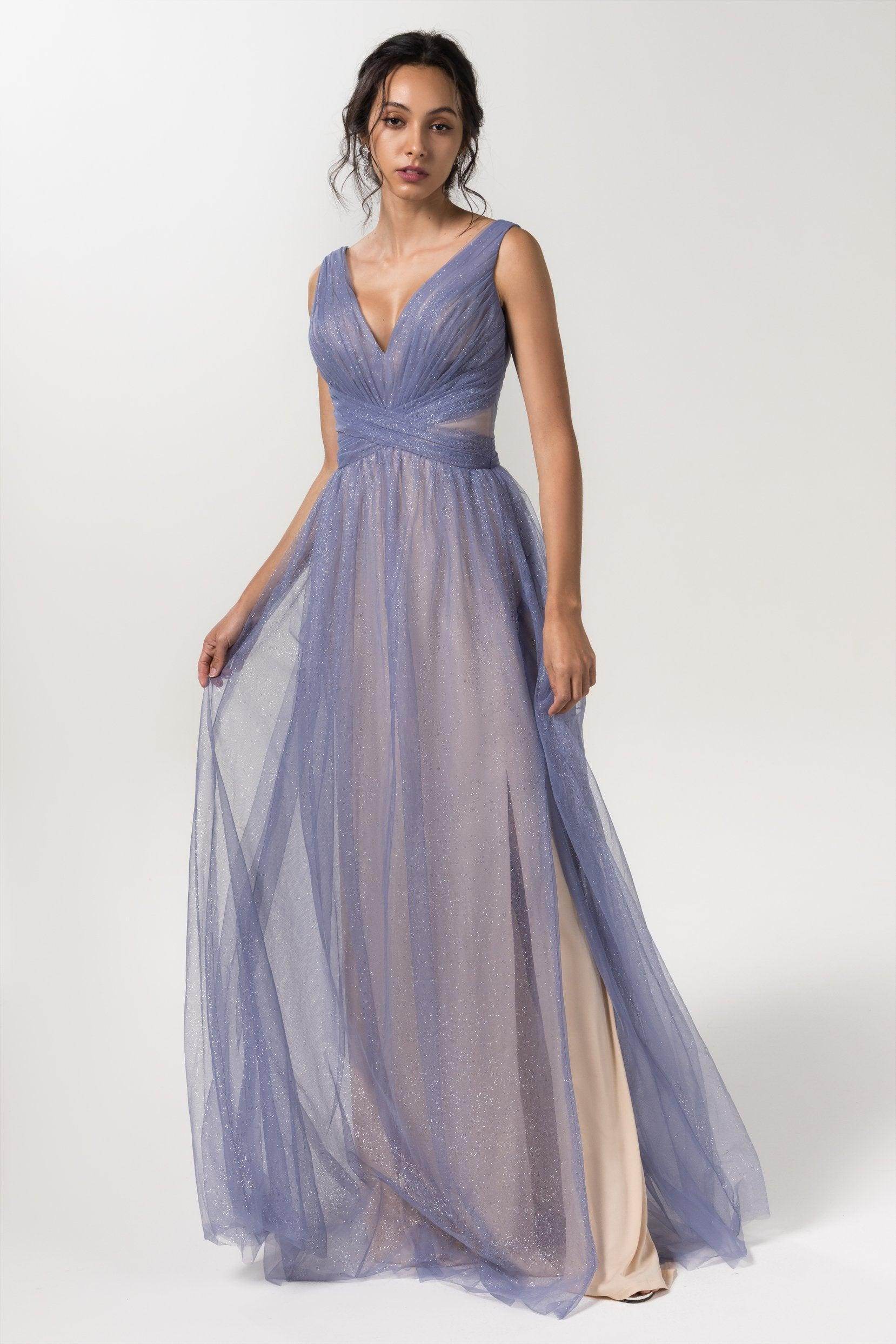A-Line Floor Length Sparkling Tulle Bridesmaid Dress Formal Dresses