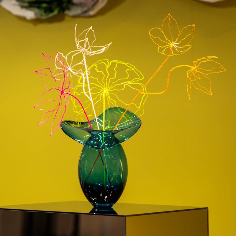 Iris vase 30 cm teal