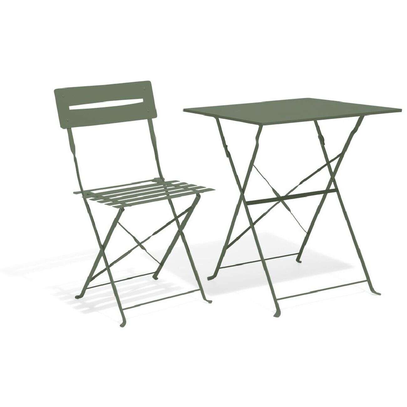 Table de jardin Boston pliante 2 personnes métal vert 60x60xH70cm