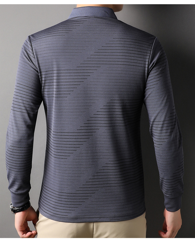Polo à manches longues et revers haut de gamme pour homme 002
