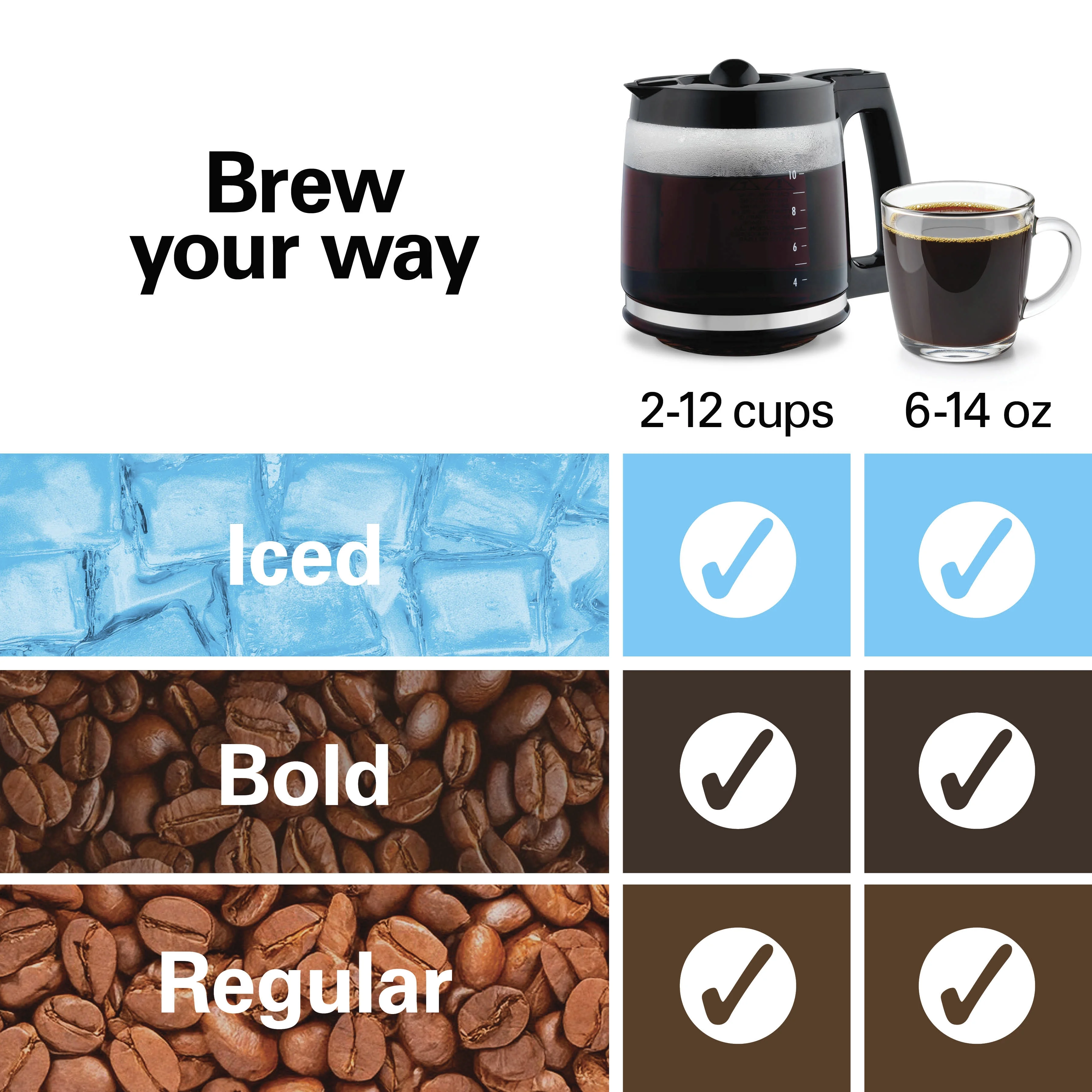 Hamilton Beach 2 - Way Programmable Iced/Hot Coffee Maker, Single - Serve and 12 Cup Glass Carafe, 47501J