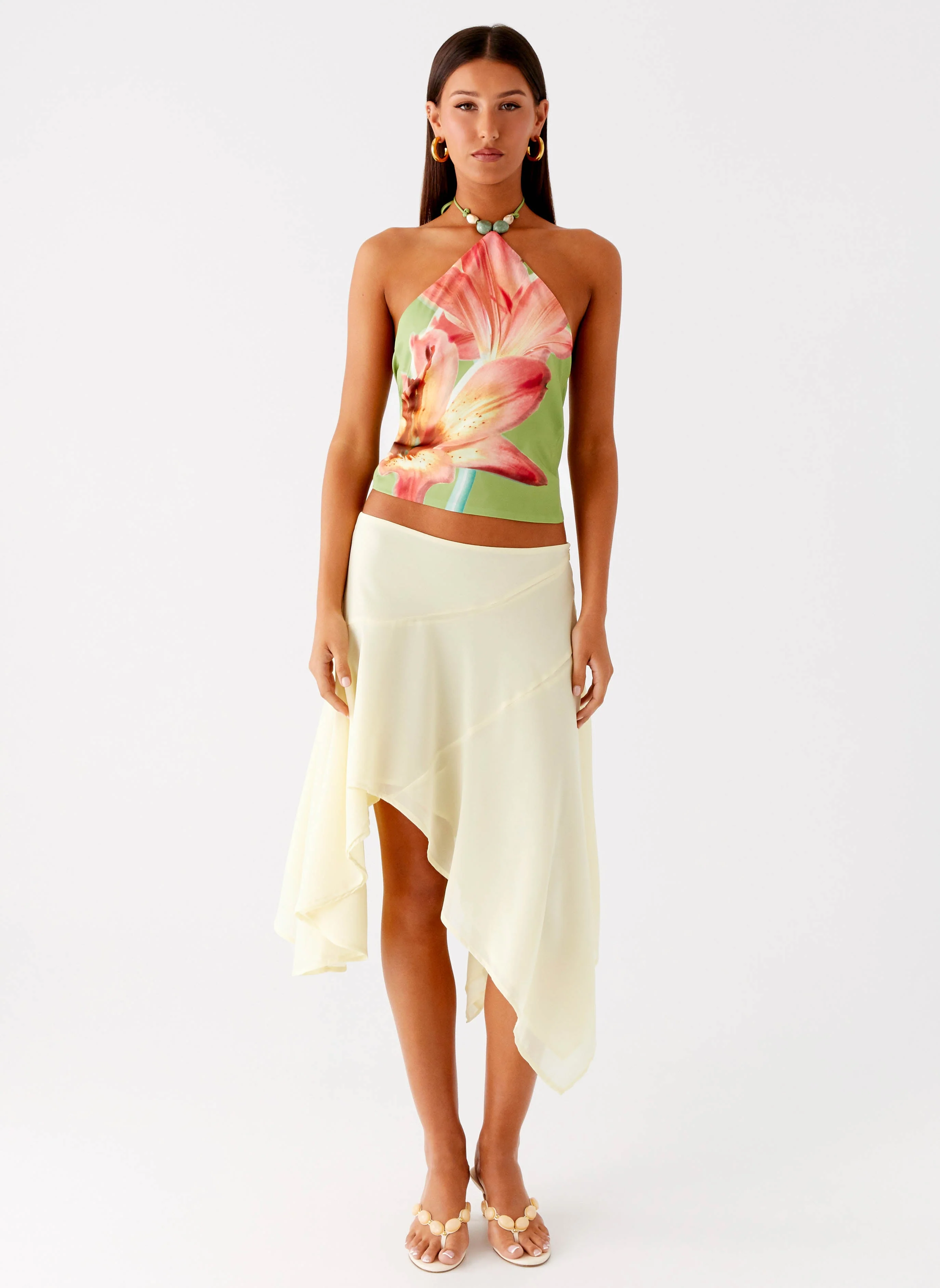 Loreta Beaded Tie Back Top - Jungle Floral