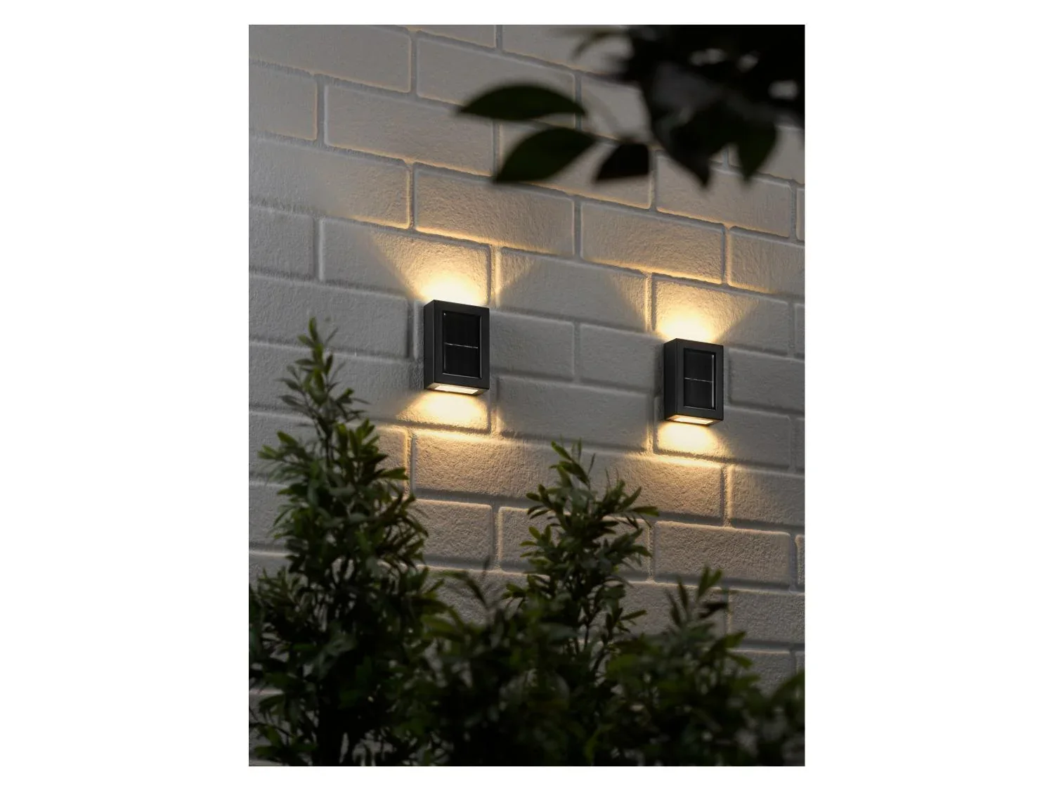 LIVARNO home Lot de 2 Appliques murales solaires  LED
