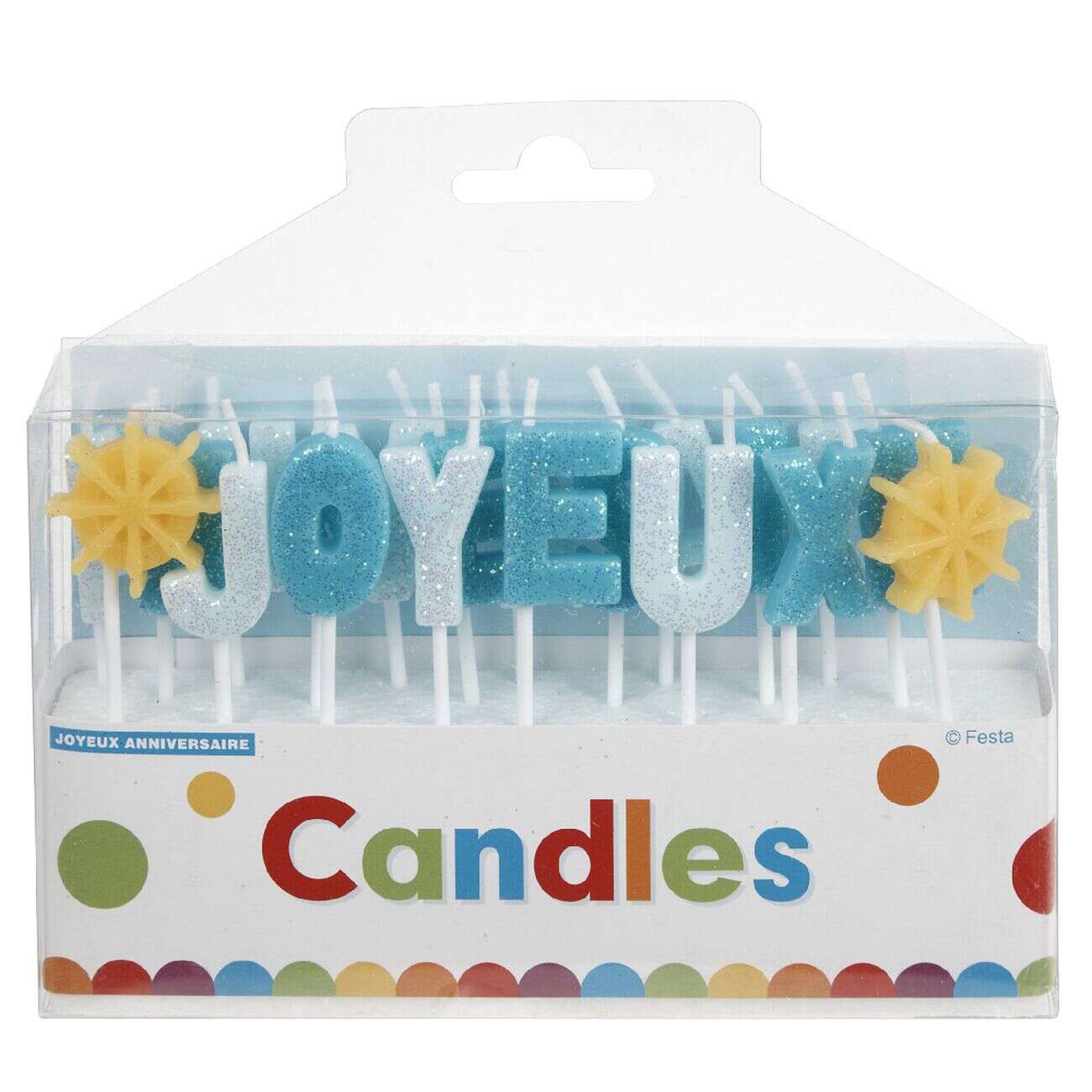 Bougies Joyeux anniversaire bleu