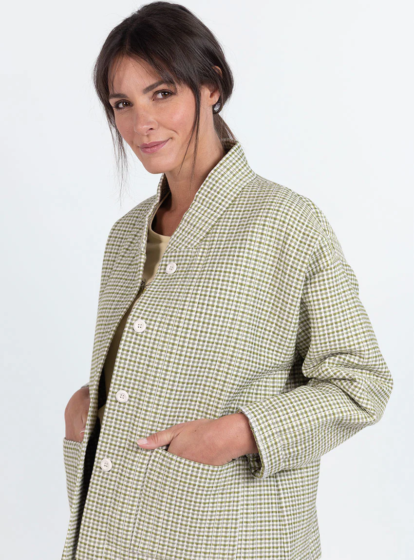 Veste femme matelassée en coton vert kaki
