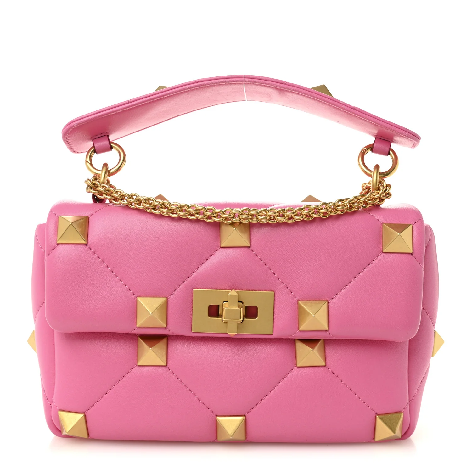 Nappa Medium Roman Stud Shoulder Bag Feminine Pink