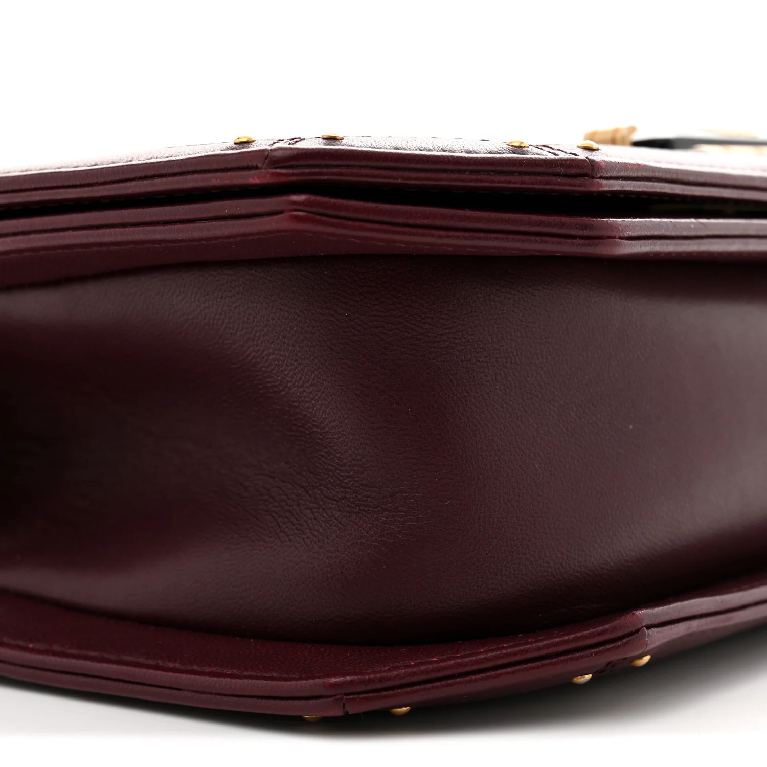 Calfskin Quilted Small Octagon CC Clasp Flap Bag Red Gold