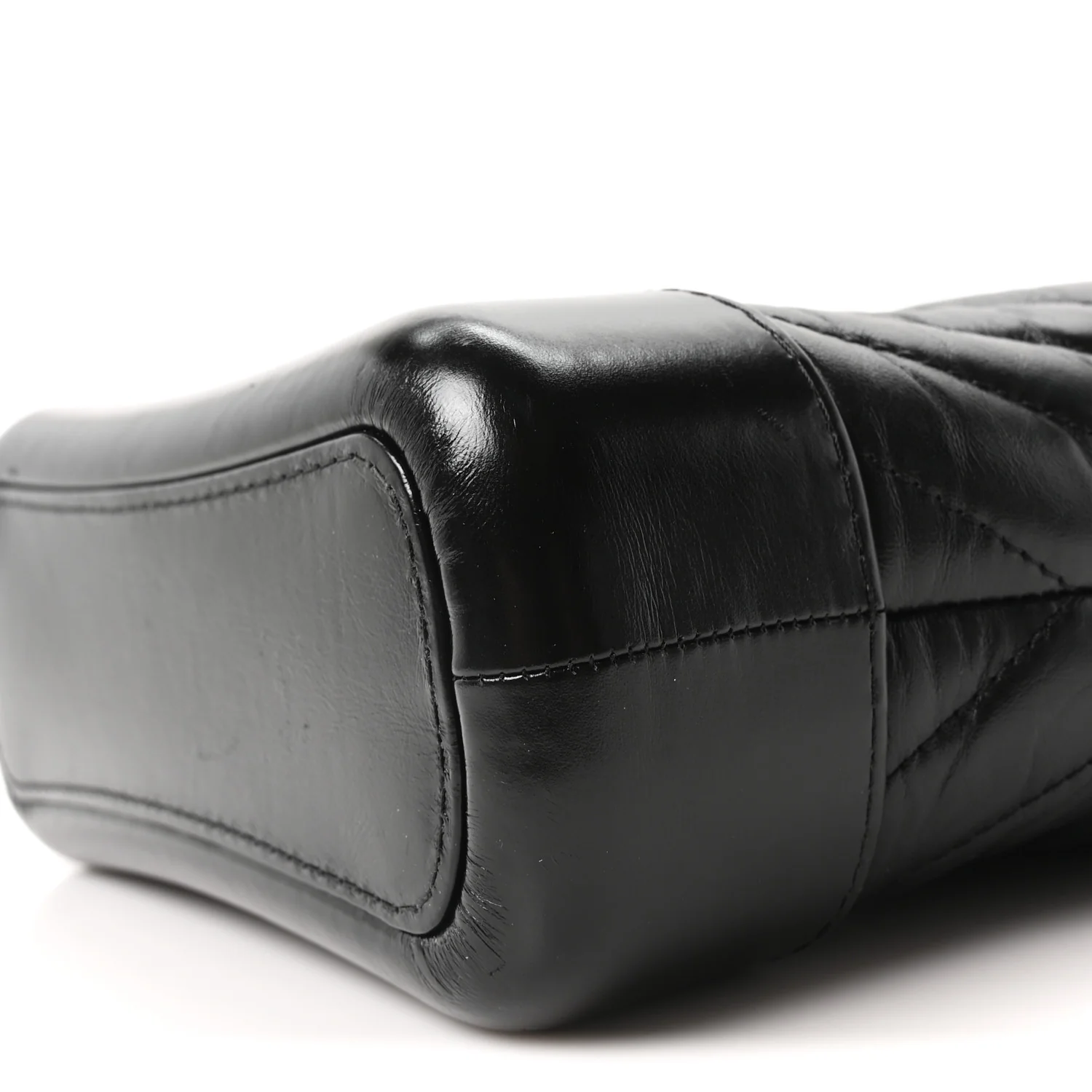 Aged Calfskin Chevron Quilted Small Gabrielle Hobo Black
