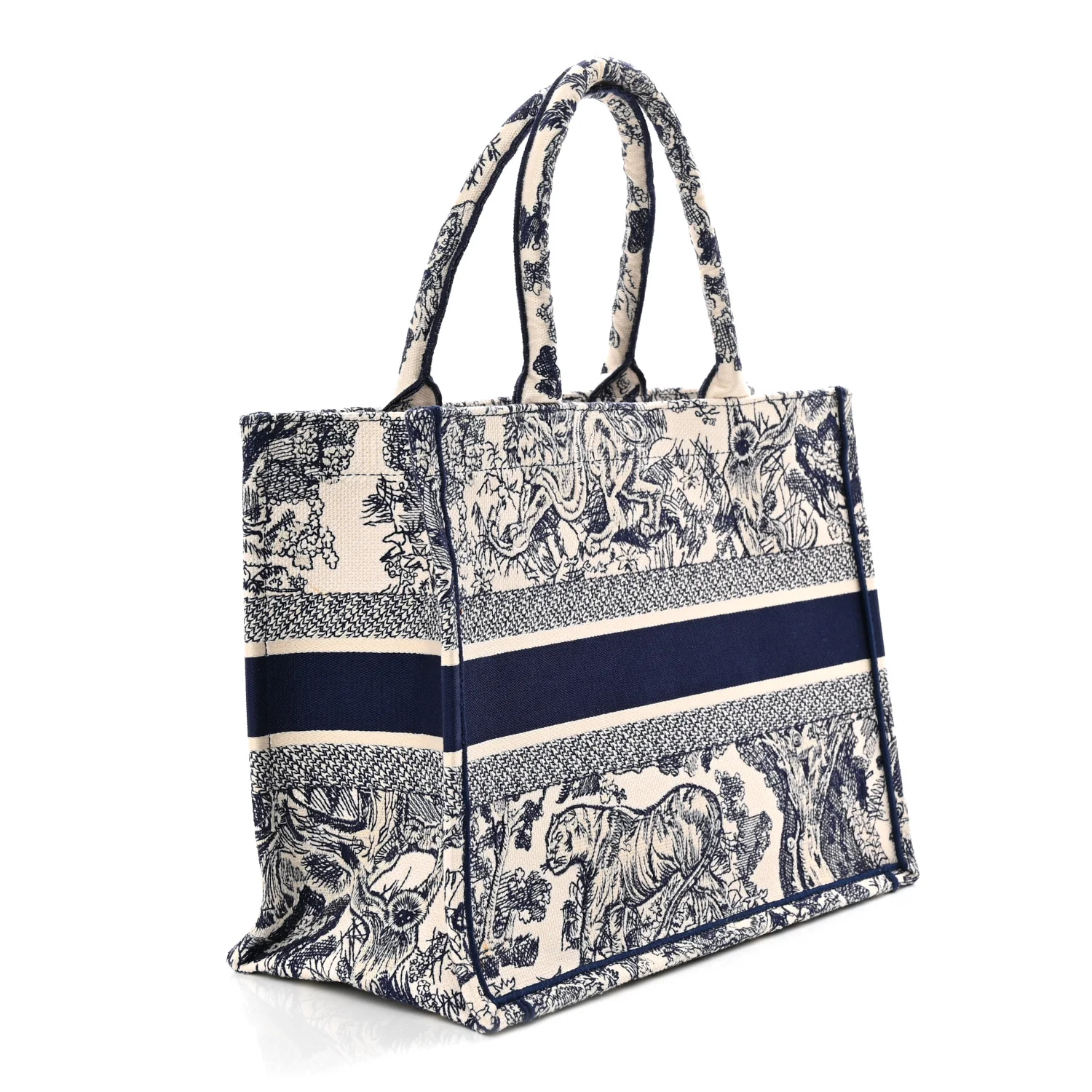 Canvas Embroidered Medium Dioriviera Toile De Jouy Book Tote Blue
