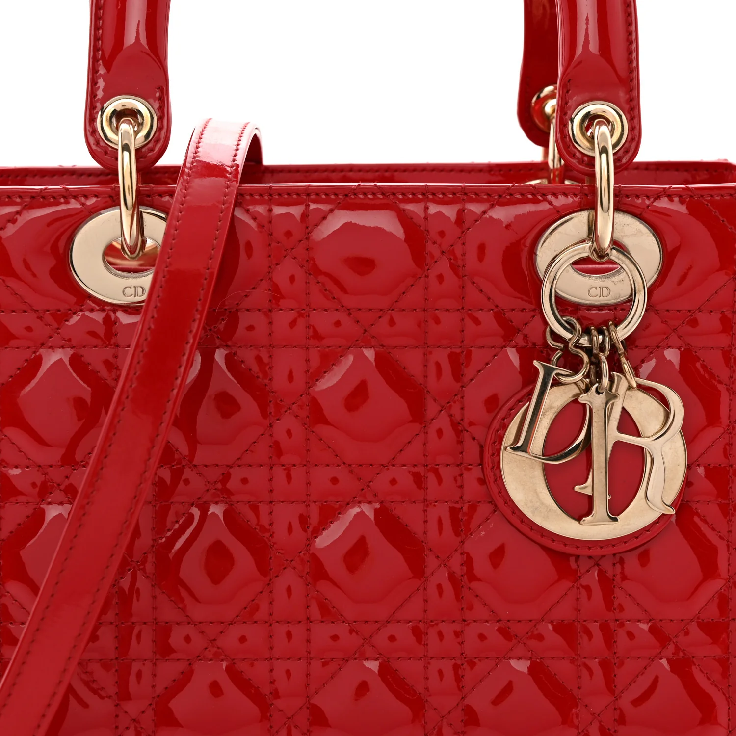 Patent Cannage Medium Lady Dior Red