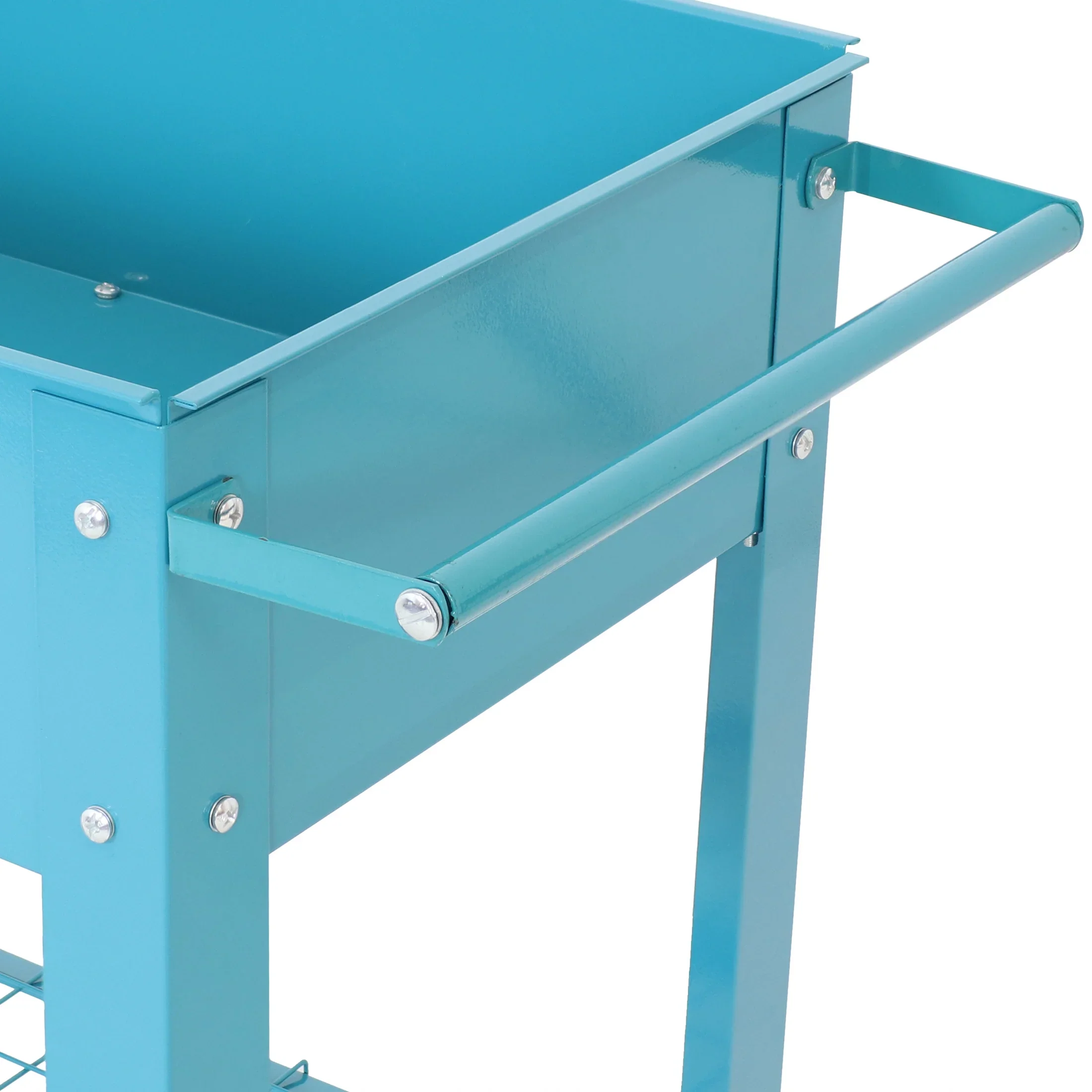 Sunnydaze 43.5 x 20.75 x 31.75 Blue Galvanized Steel Raised Garden Bed Cart with Wheels