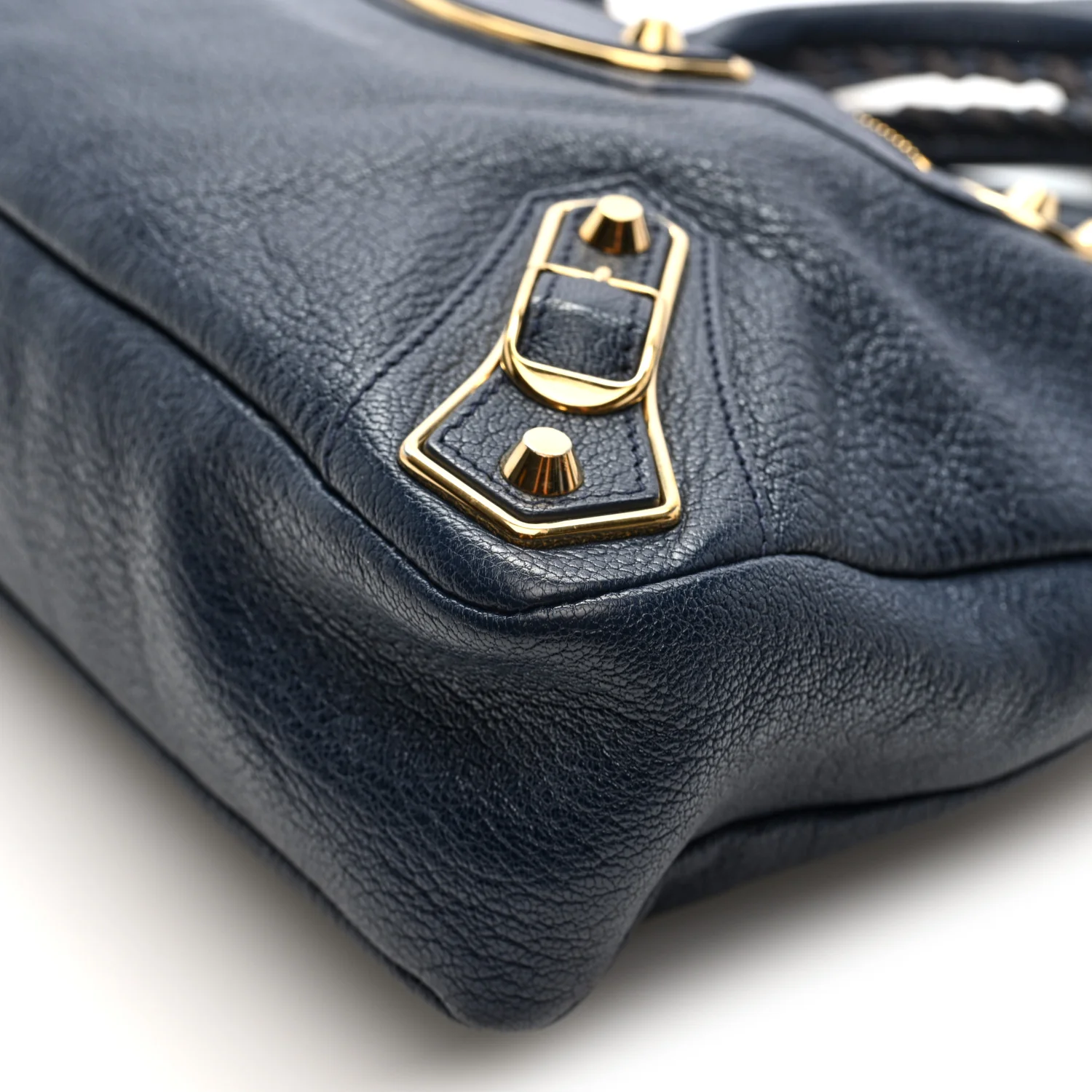 Chevre Gold Metallic Edge Hardware Town Bleu Nuit Dark Sea