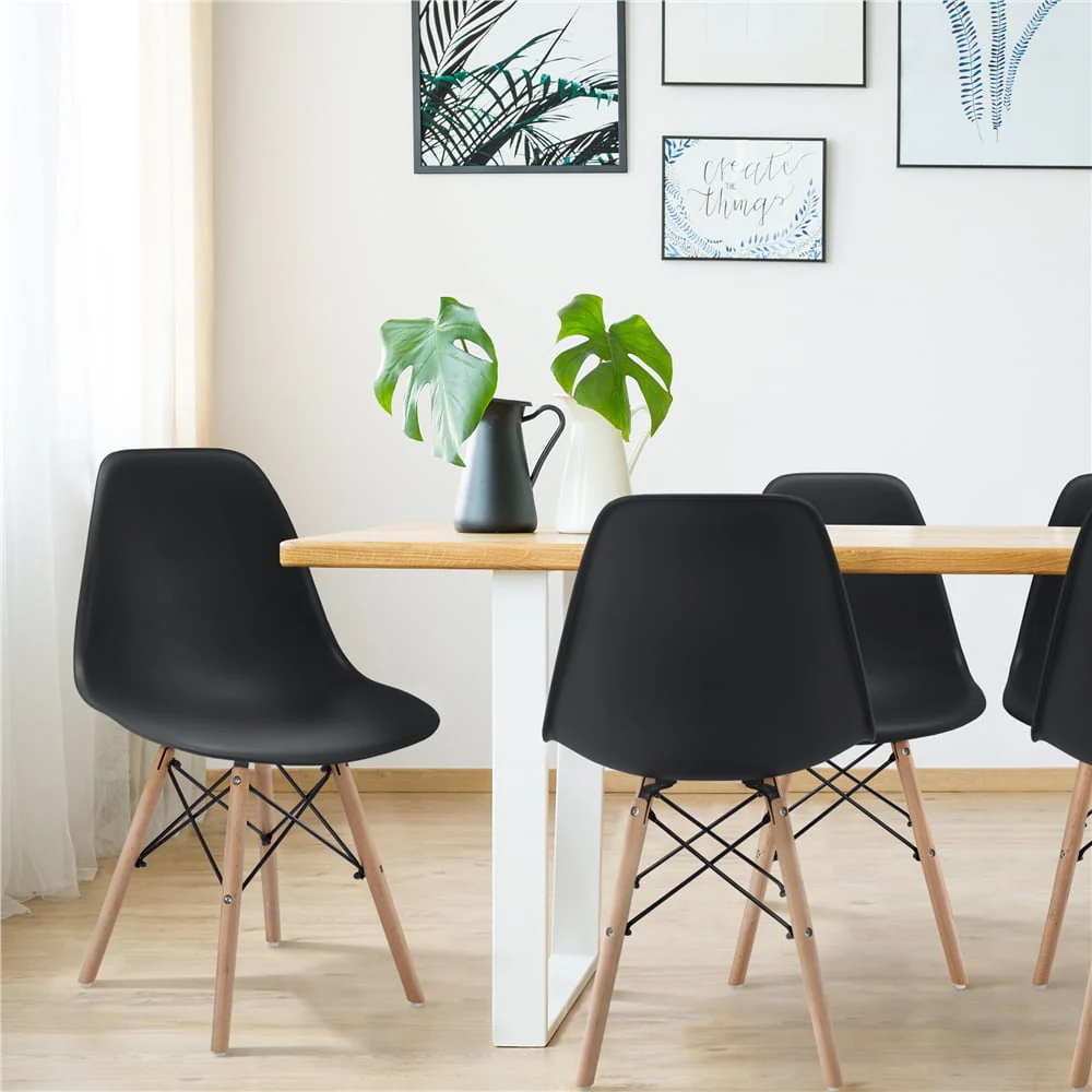 Set of 4 Modern Style Dining Chairs for Kitchen Dining Room, Black(Black) Image 5