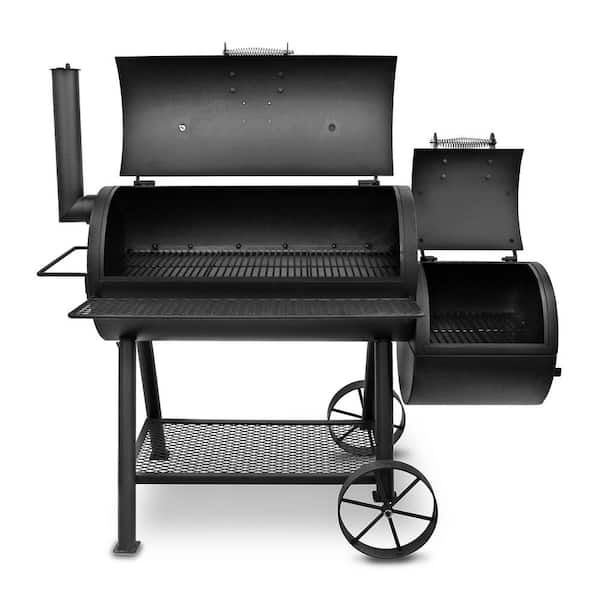 Highland Offset Charcoal Smoker and Grill in Black with 900 Sq. In. Cooking Space