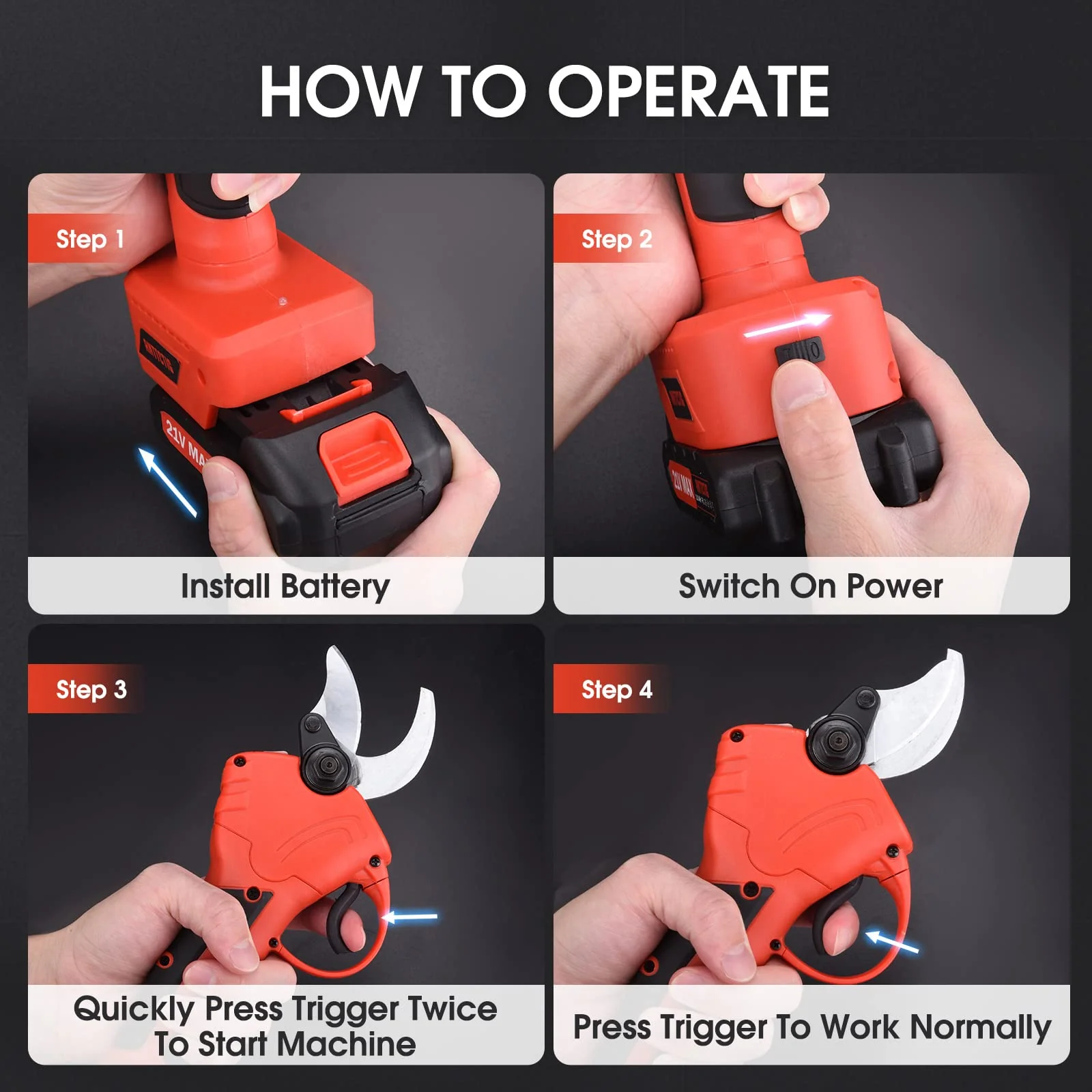 Anttctig Electric Pruning Shears. 40mm 1.6 Cutting Diameter