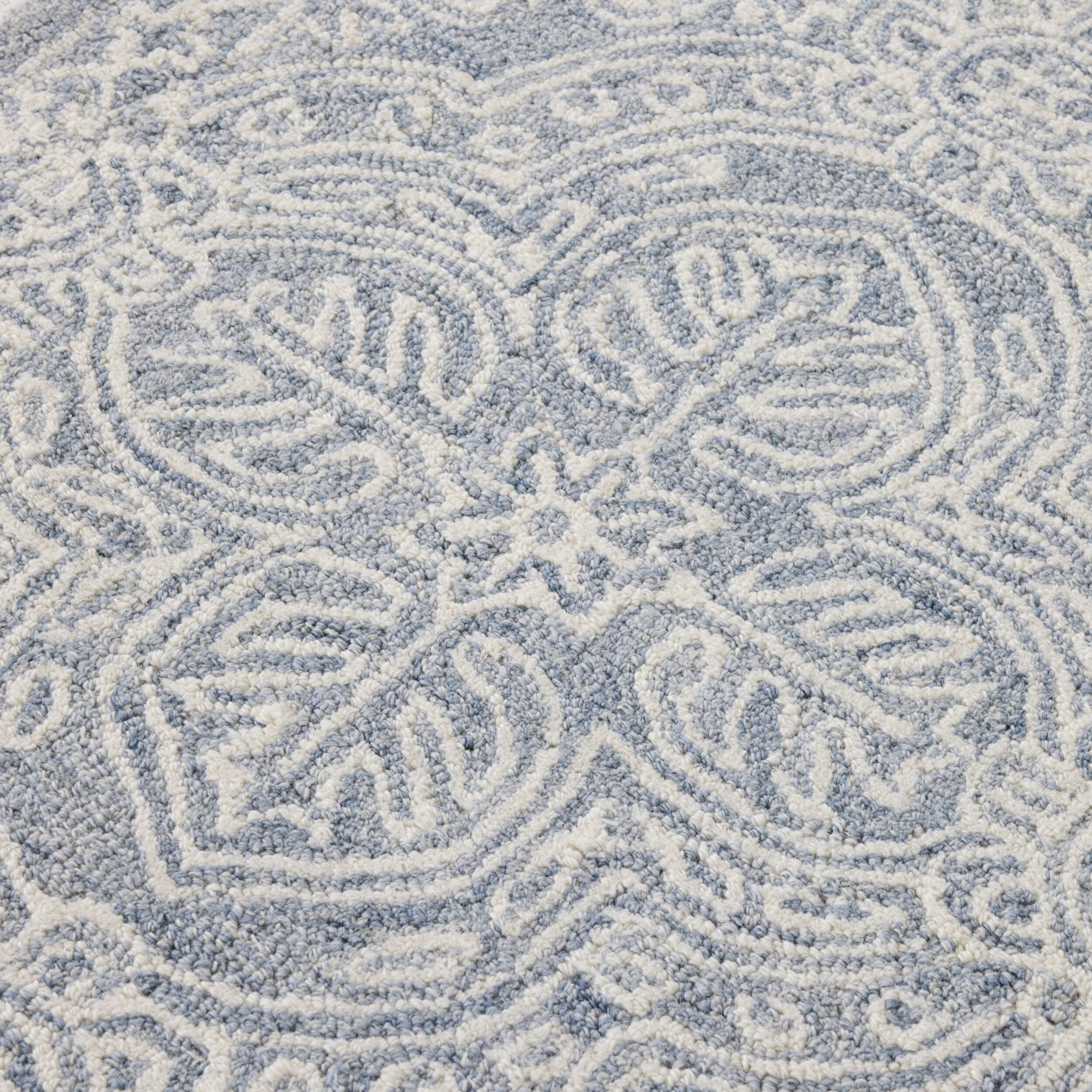 Henna Handtufted NZ Wool Runner Blue 70x200cm