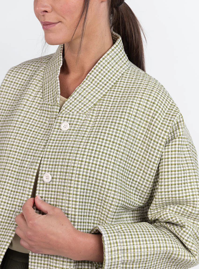 Veste femme matelassée en coton vert kaki
