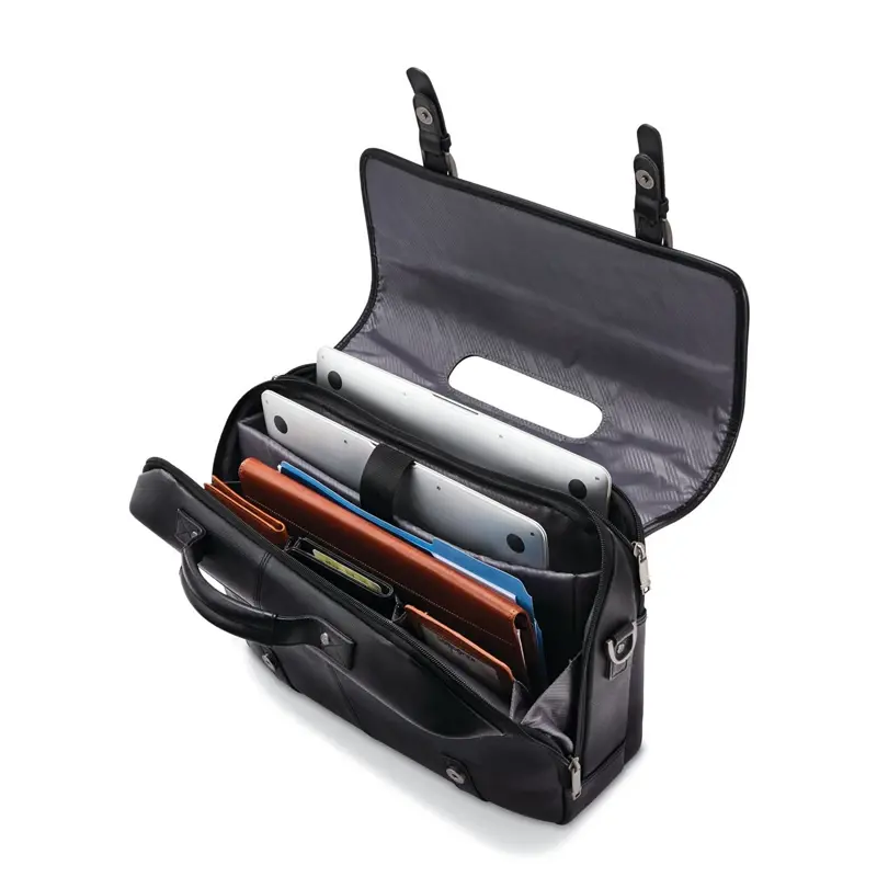 Black Classic Leather Flapover Business Bags | 4961-TMWZC - SAMSONITE OUTLET