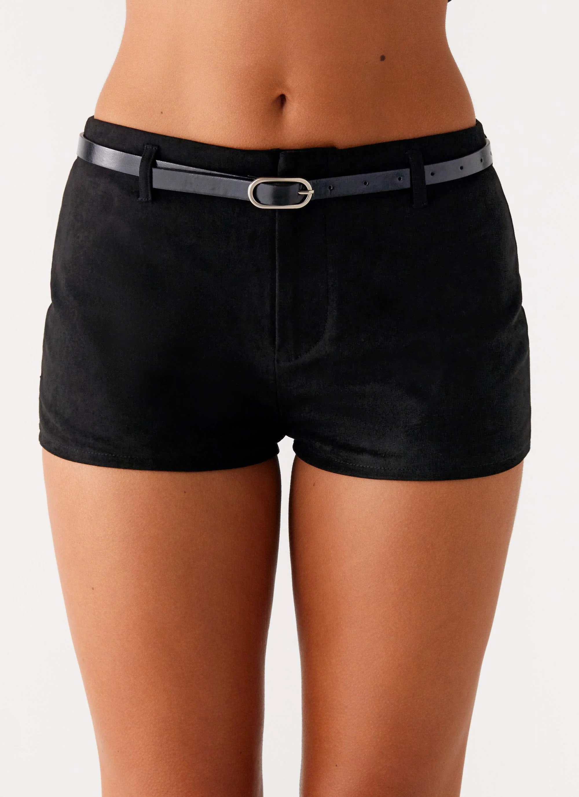 Katie Suede Mini Shorts - Black