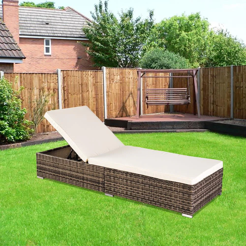 Outdoor Wicker Rattan Sunloungers Recliner Sun Bed Lounger Pool Garden - Image 3