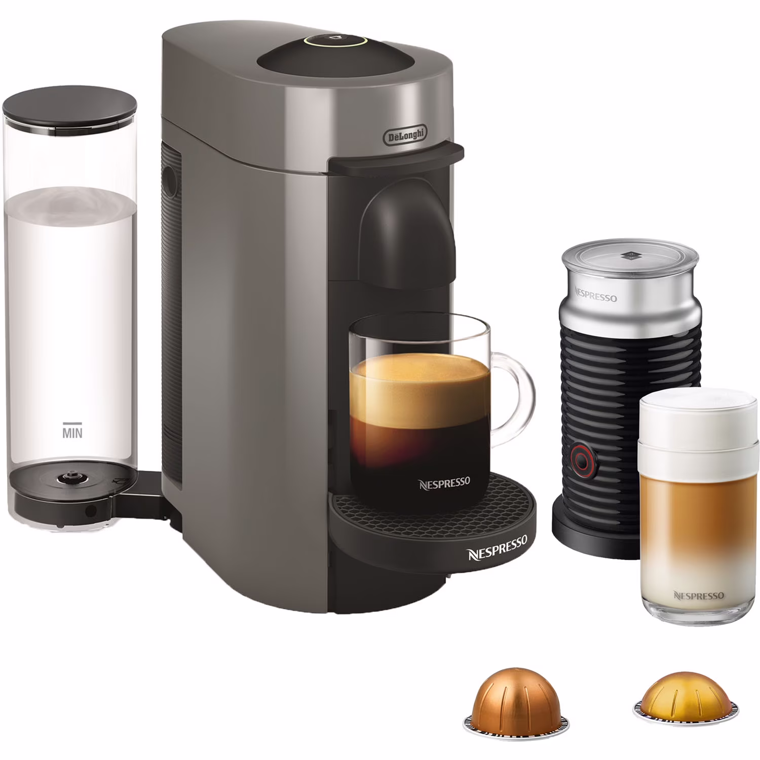 Nespresso New Vertuo Plus Coffee and Espresso Machine by De'Longhi with Aerocinno, Gray, Single - Serve Brewers