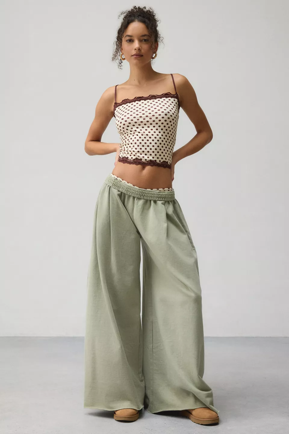 Out From Under Lived In Extreme Wide Leg Sweatpants-Green