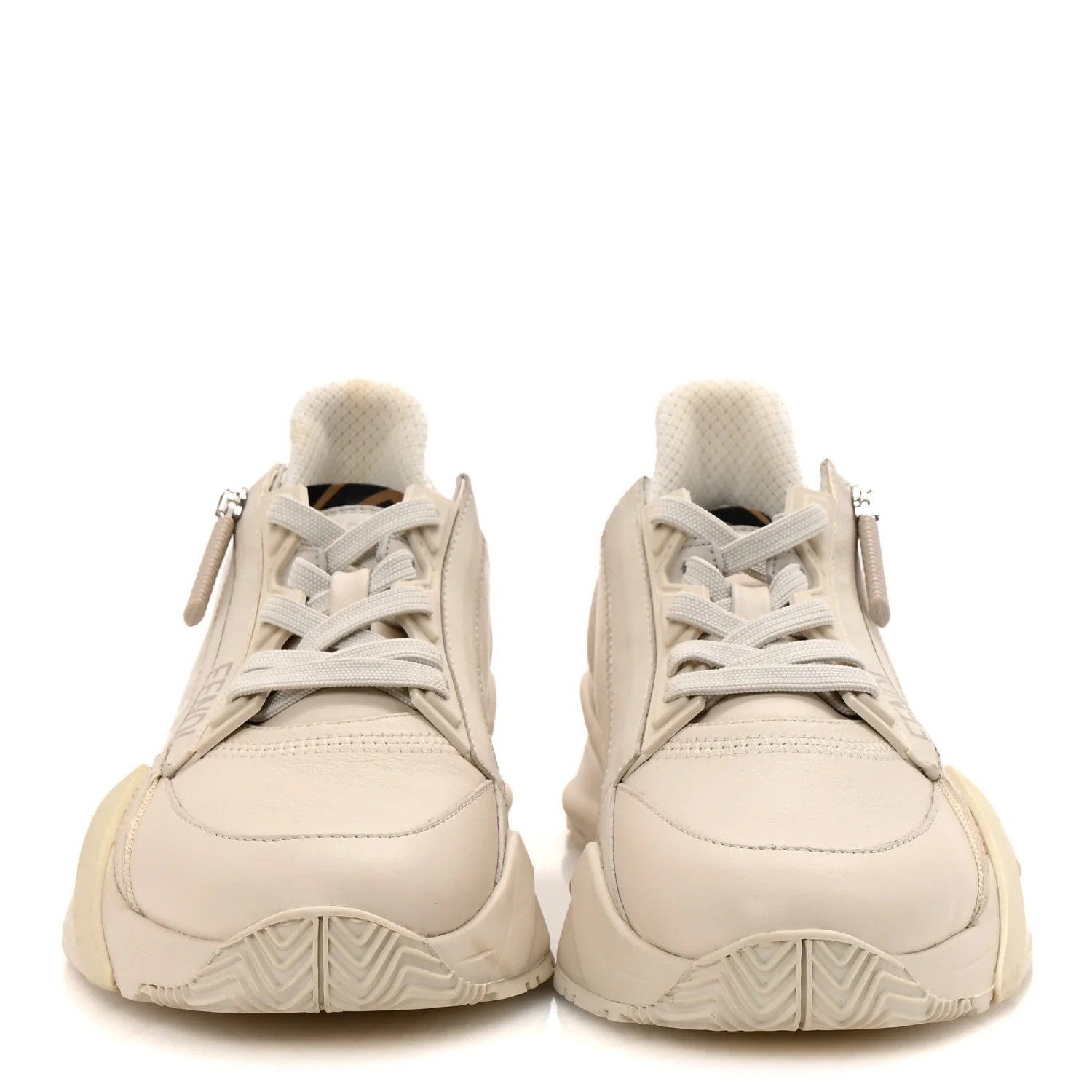 Calfskin Fabric FF Fendi Flow Low Top Sneakers 36 White