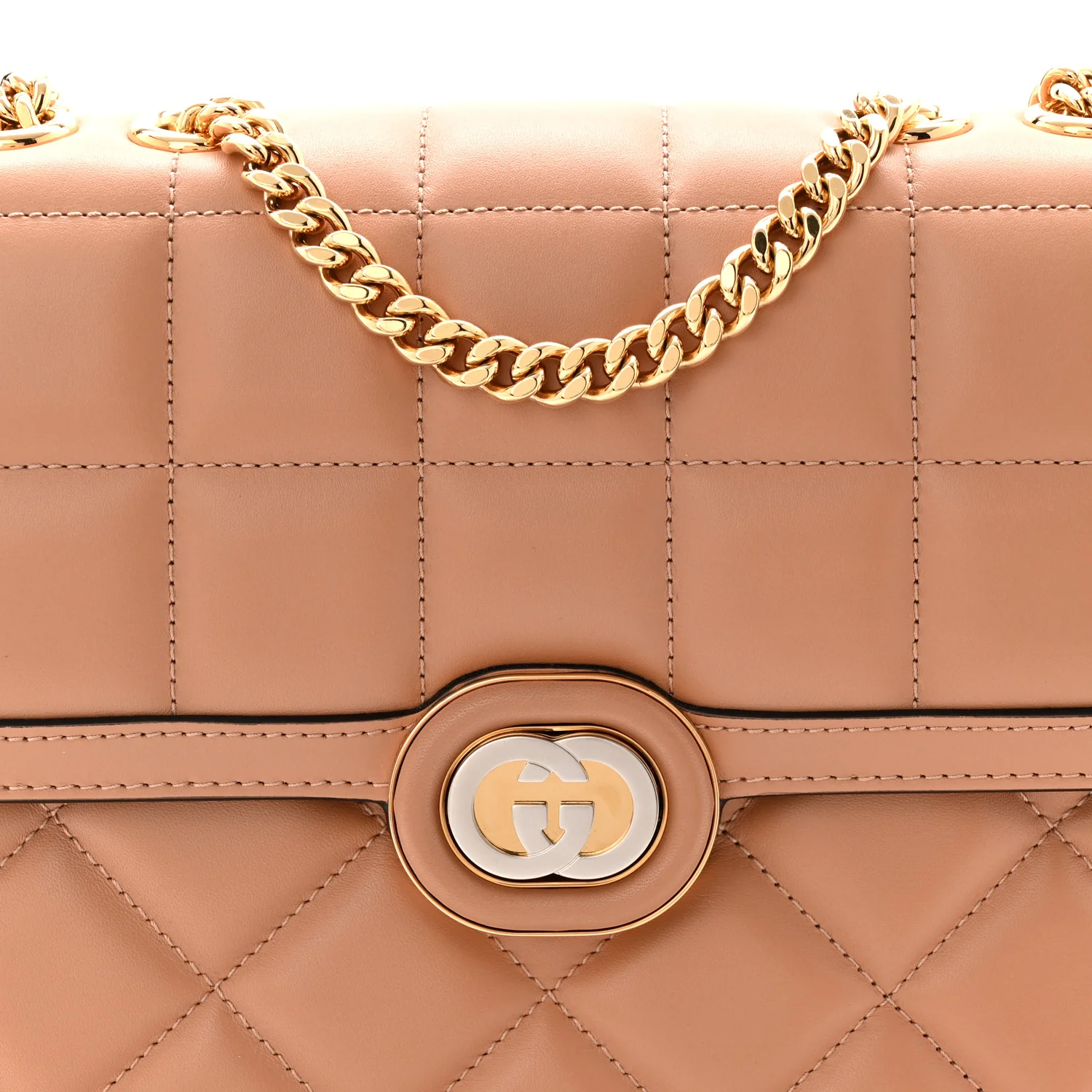 Calfskin Quilted Small Deco Shoulder Bag Camelia