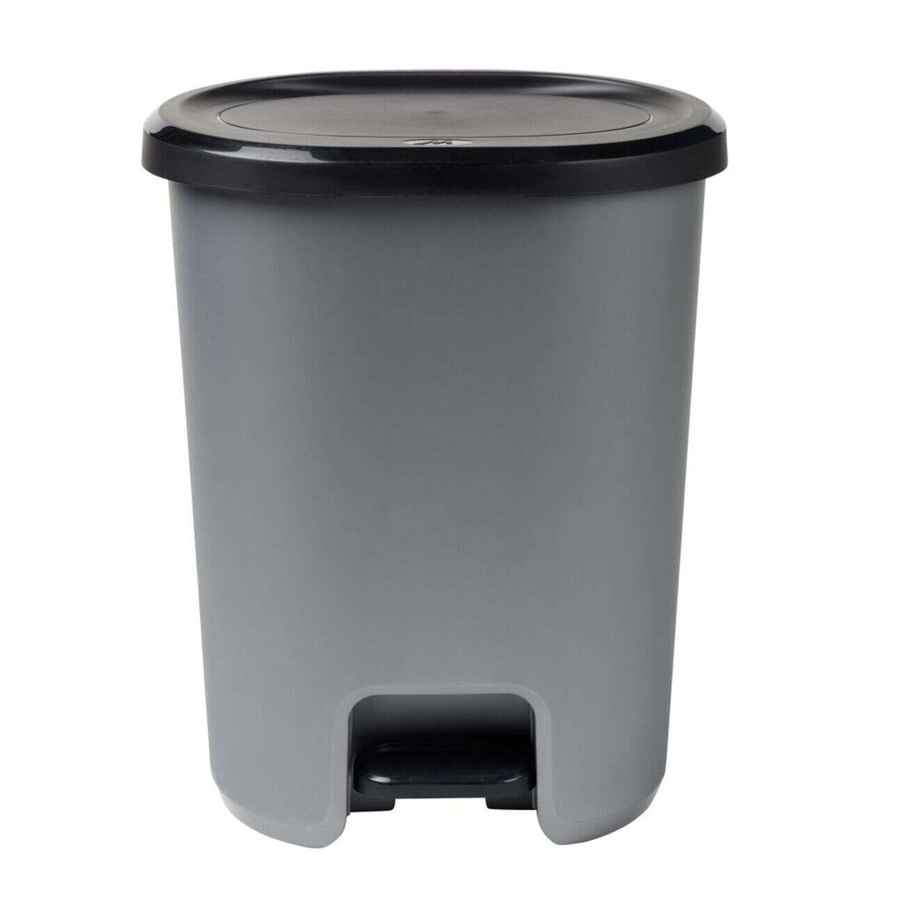 Poubelle à pédale 27L plastique noir et gris clair 37x30xH46cm