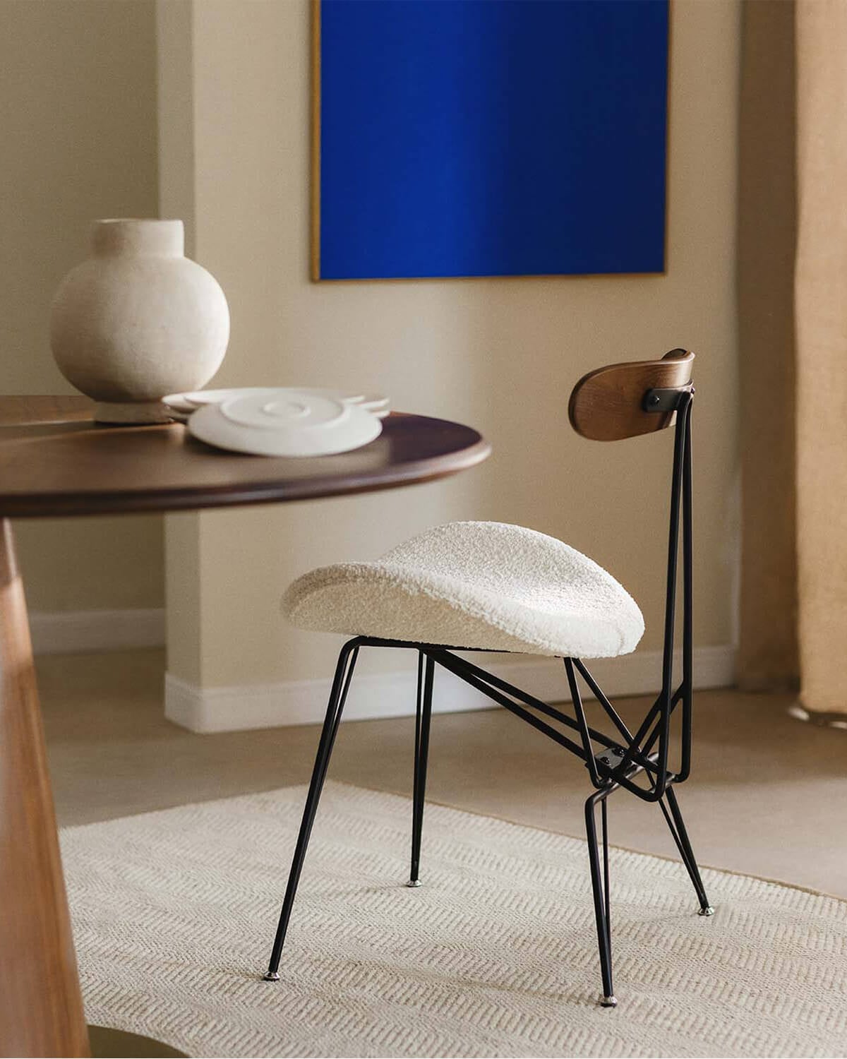 Brunela - Silla de Comedor de Tela y Madera Brunela
