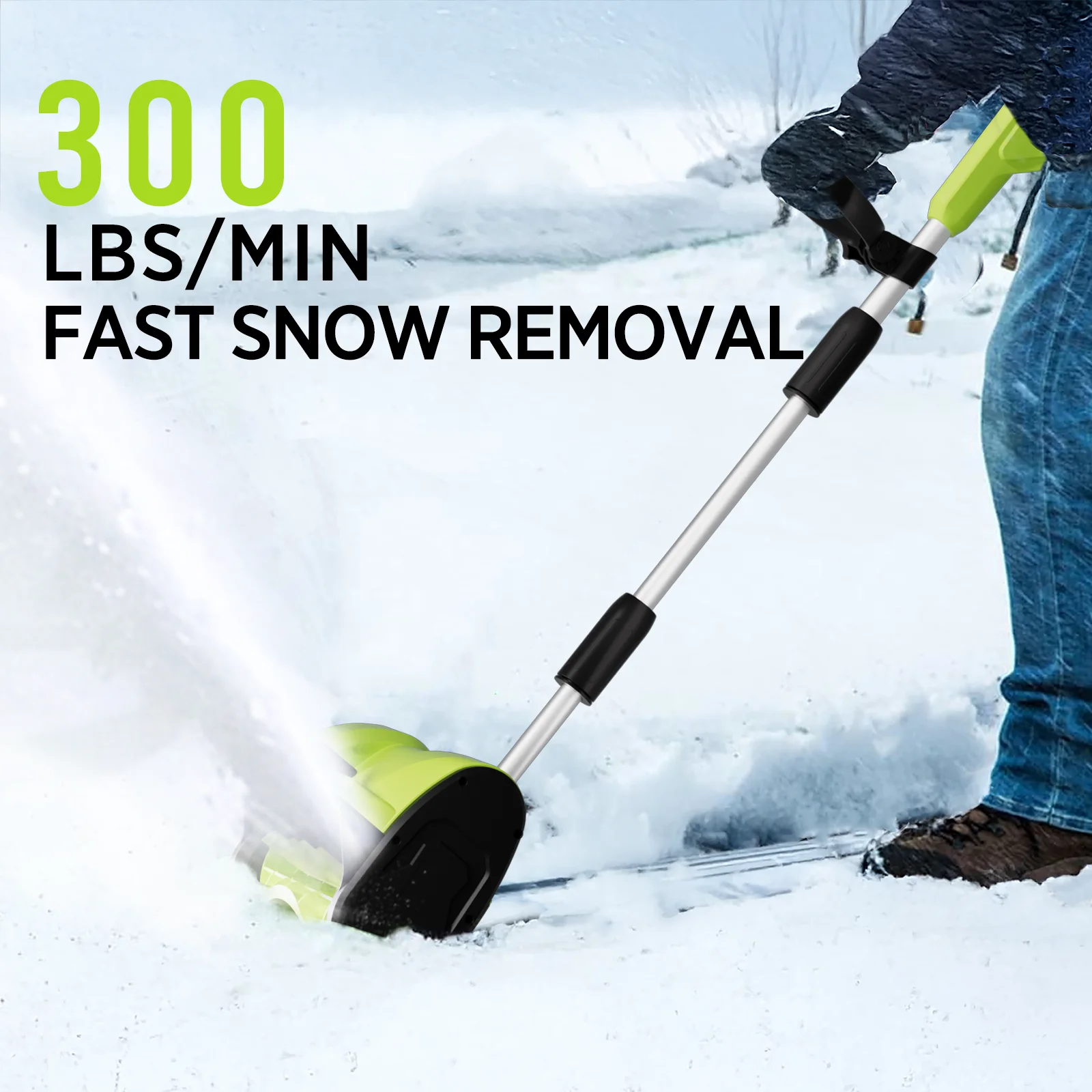 21V 12 Inch Cordless Snow Shovel, Battery Powered Snow Blower with Directional Plate Adjustable Front Handle,4.0-Ah Battery Quick Charger Included - Image 4