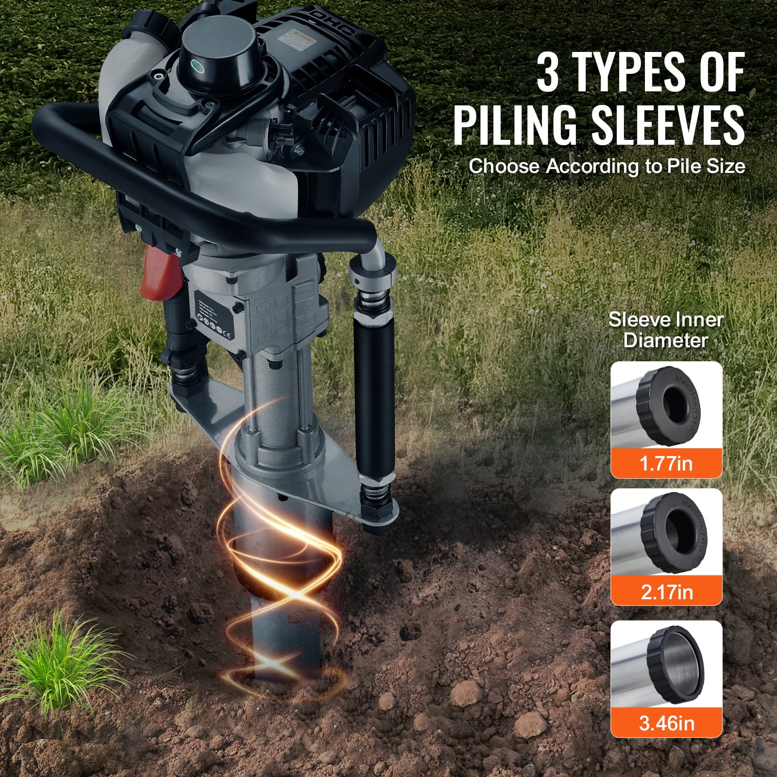 37.77cc Gas T Post Driver, 4-Stroke Engine, Includes 3 Driving Heads (45/55/88 mm), 1000W, Ideal for Farm Fences Road Work - Image 9