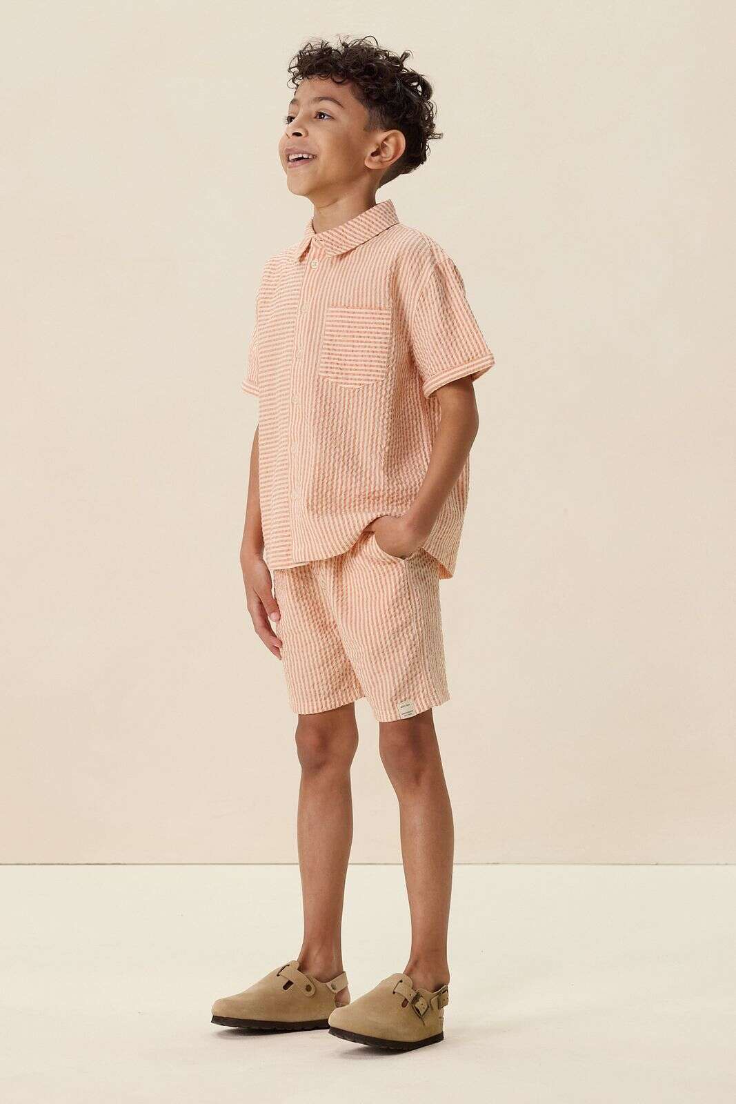 Oranje gestreepte shorts