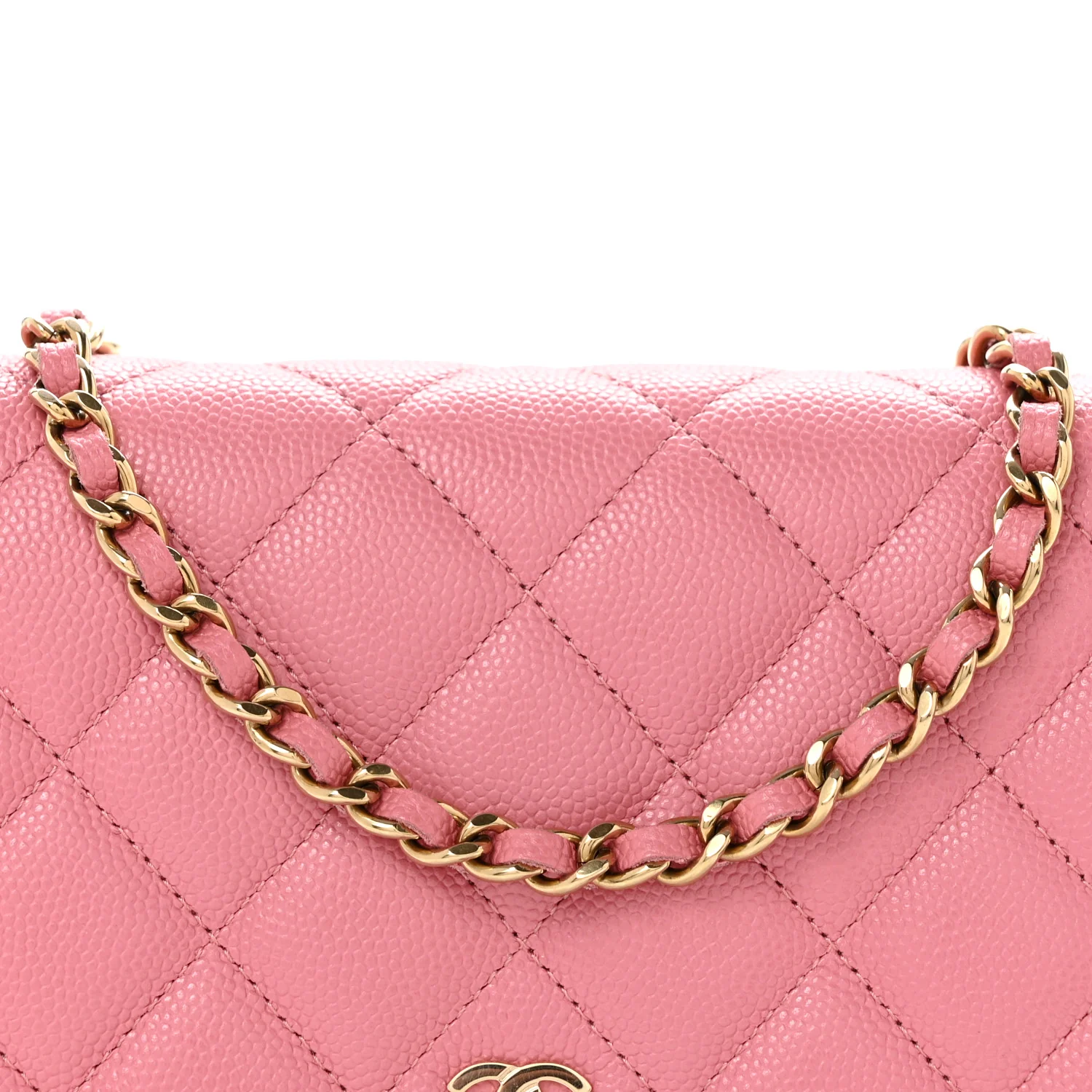 Caviar Quilted Wallet on Chain WOC Pink