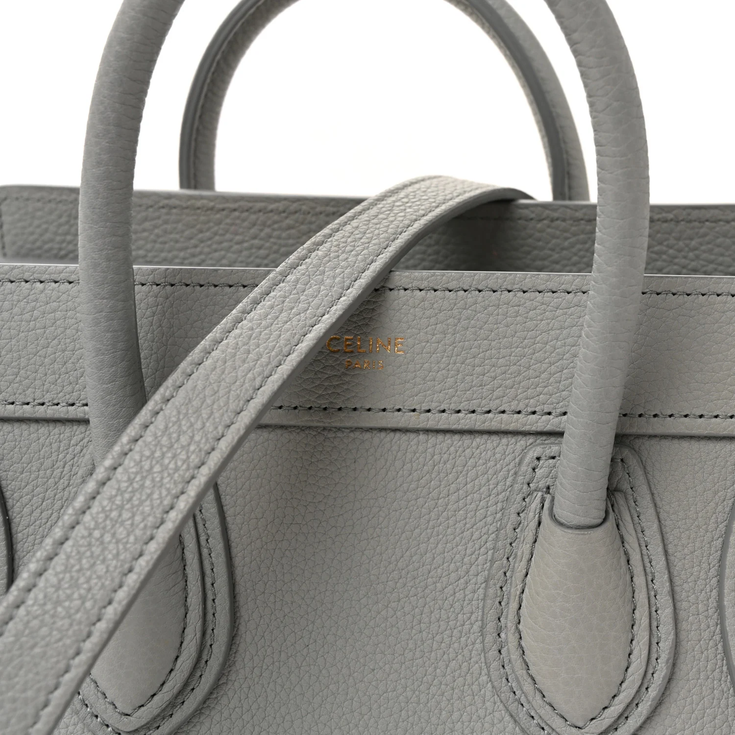 Drummed Calfskin Nano Luggage Pearl Blue