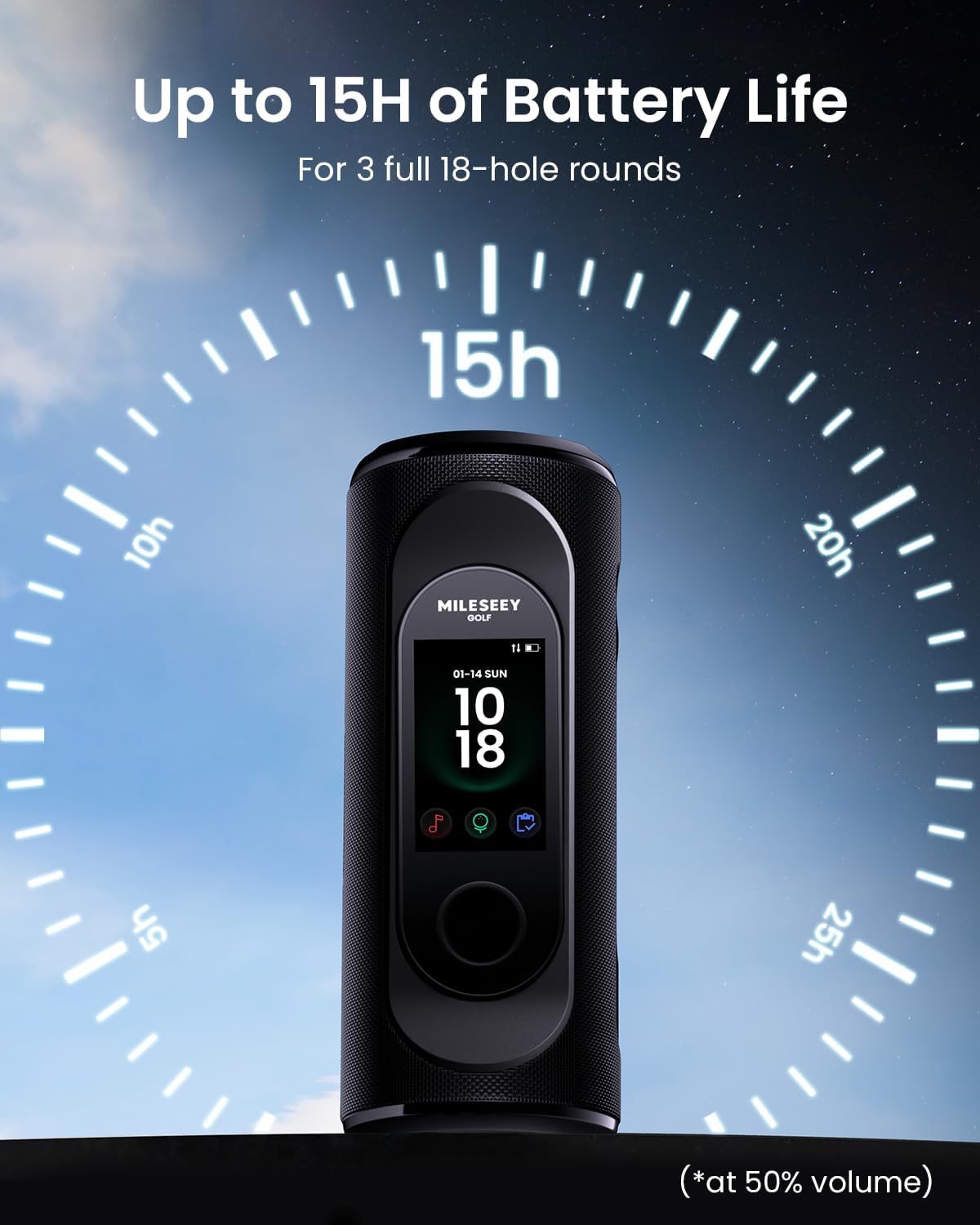 MiLESEEY GeneSonic Pro Golf Speaker with Detachable GPS Rangefinder Handheld  43000+ No Subscription Preloaded Courses  View & Audible Distances Touchscreen  15H Battery  Magnetic  Waterproof Hazard