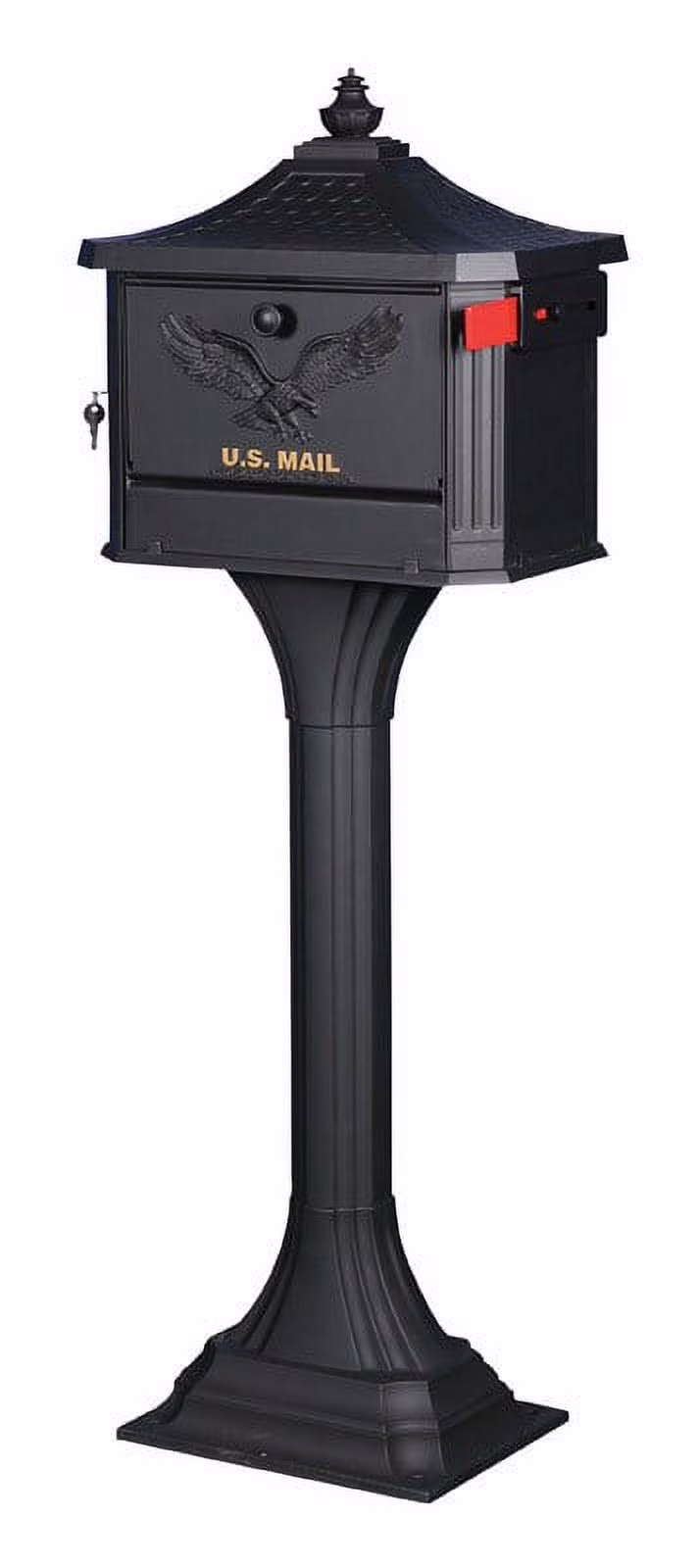 Pedestal Cast Aluminum, Large, Mailbox and Post Kit in Black