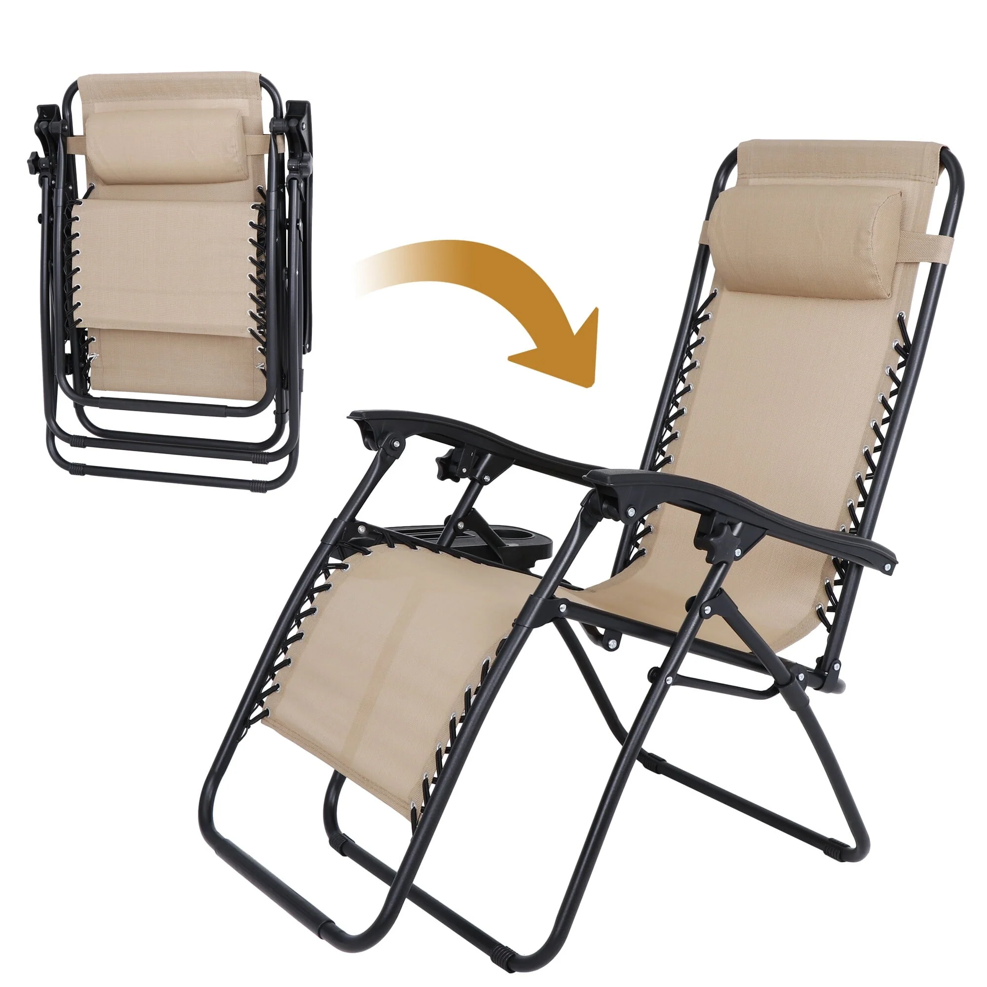 2 Pack Steel Zero-Gravity Chair Beige - Image 5