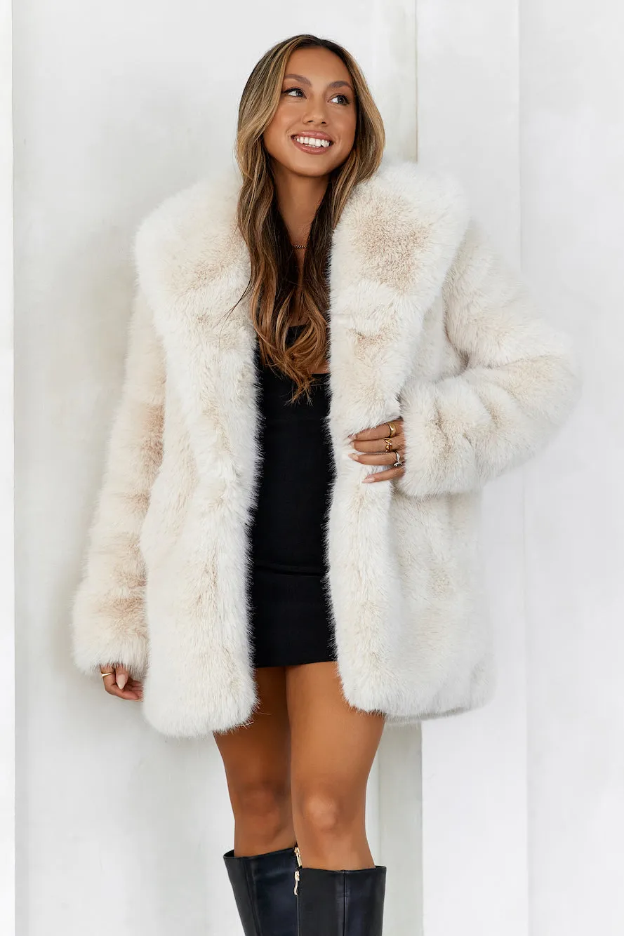 HELLO MOLLY South Pole Faux Fur Coat Beige