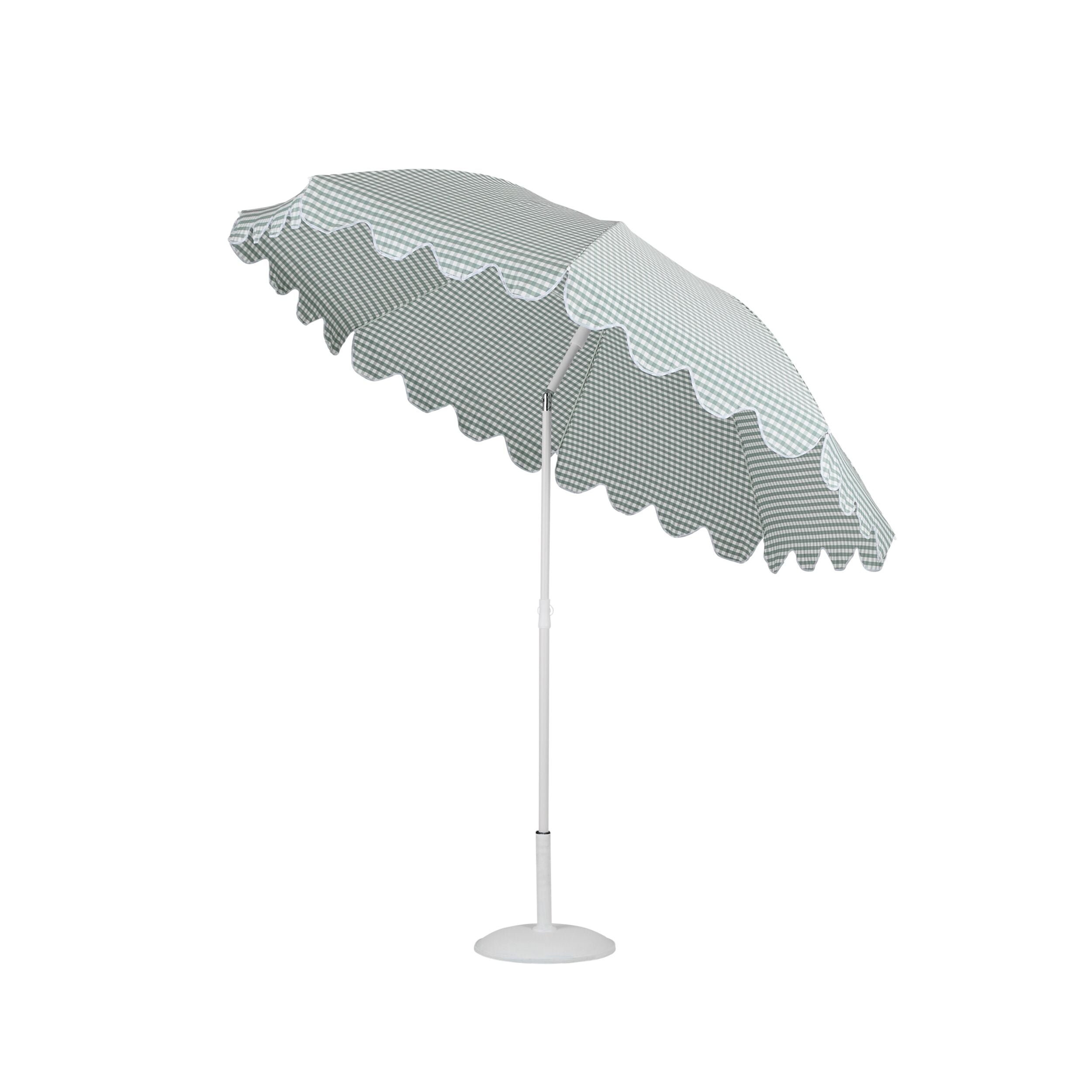 Amalfi Umbrella Scallop Edge Green/White Gingham