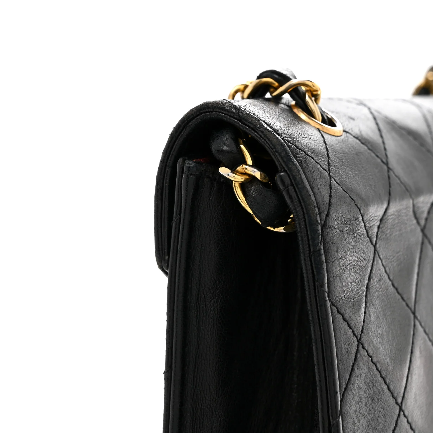 Lambskin Quilted Envelope Flap Black