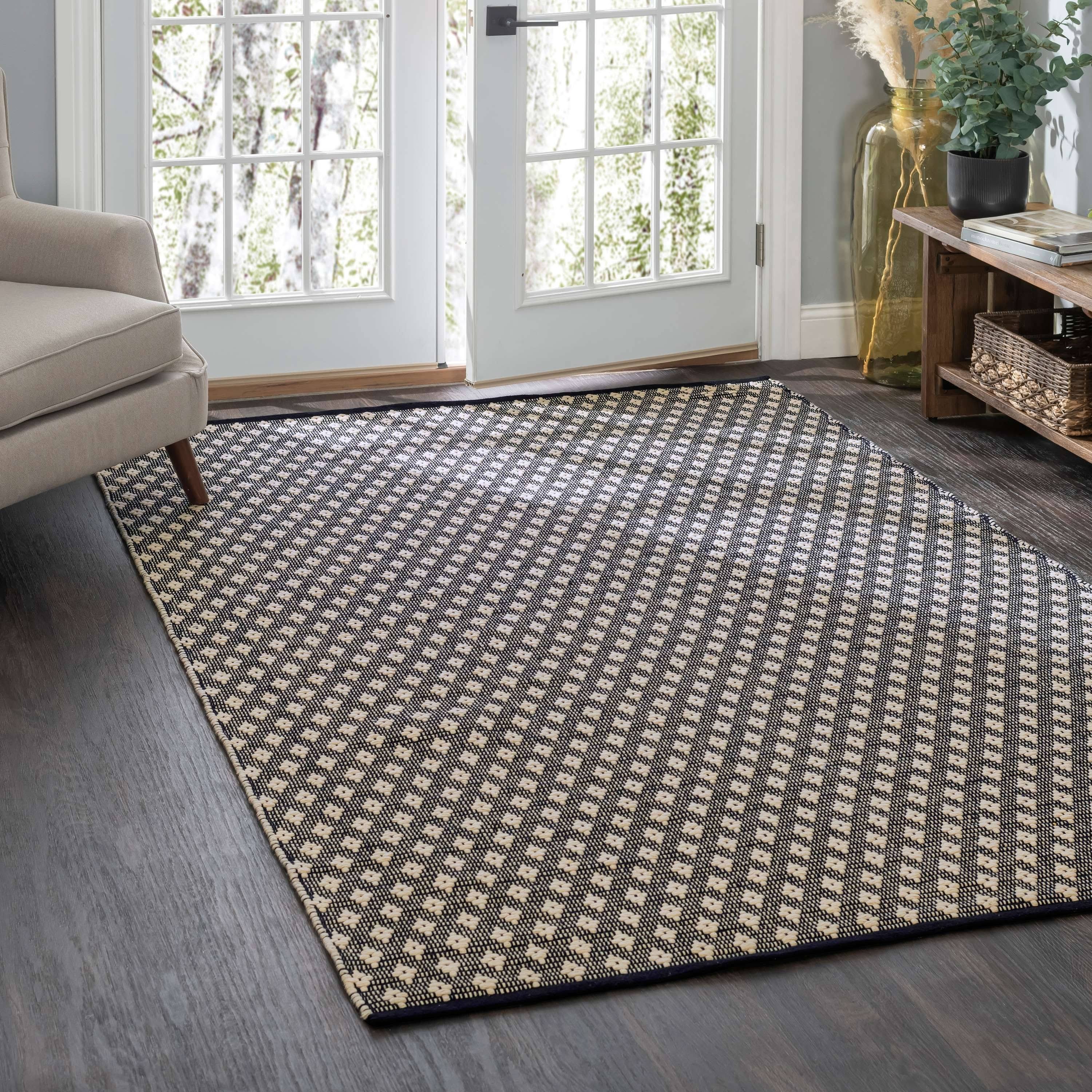 Home Conservatory Black Dainty Diamond Handwoven Cotton 2' 6