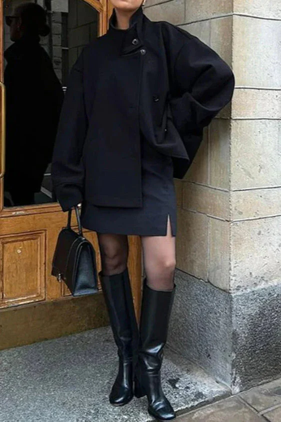 Manteau en laine douillet à col revers pour un style décontracté chic