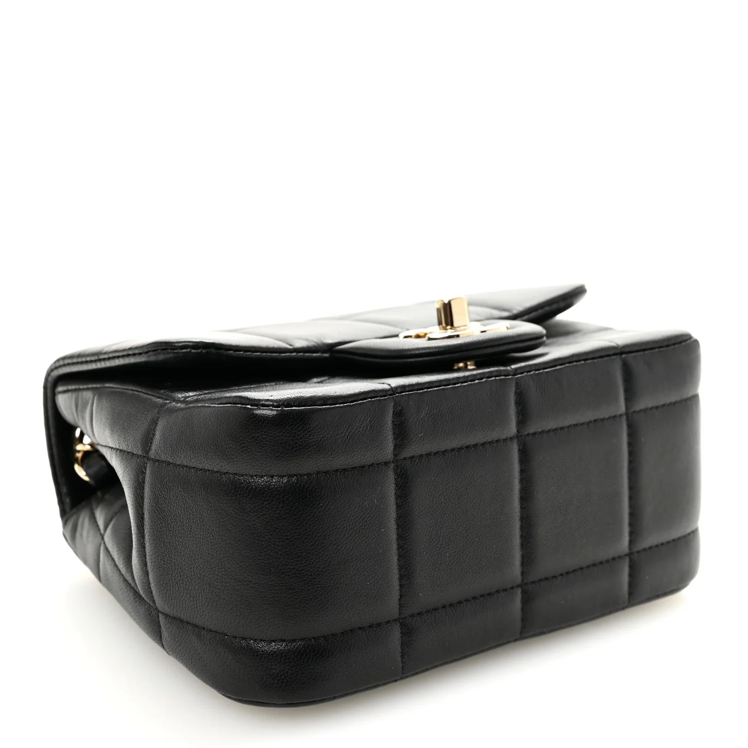 Lambskin Resin Crystal Square Quilted Mini Monacoco Flap Black